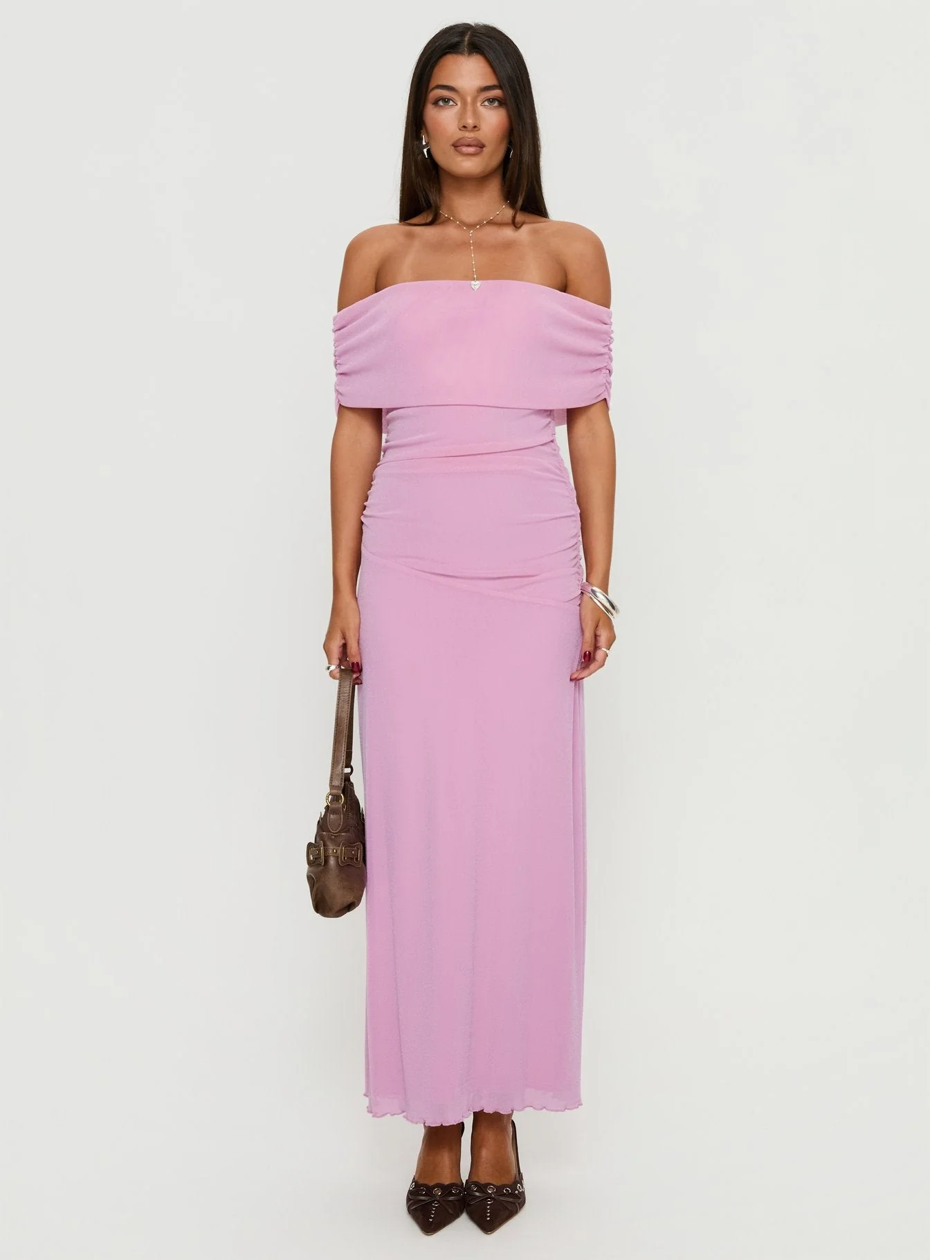 Penelopa Off Shoulder Maxi Dress Pink - Image 6