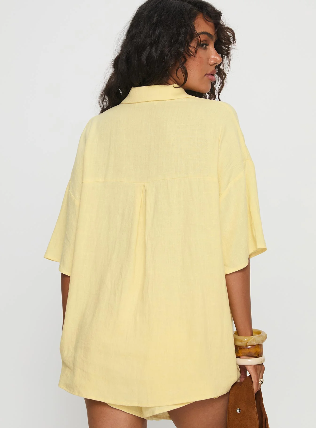 Peni Linen Button Down Top Yellow - Image 5