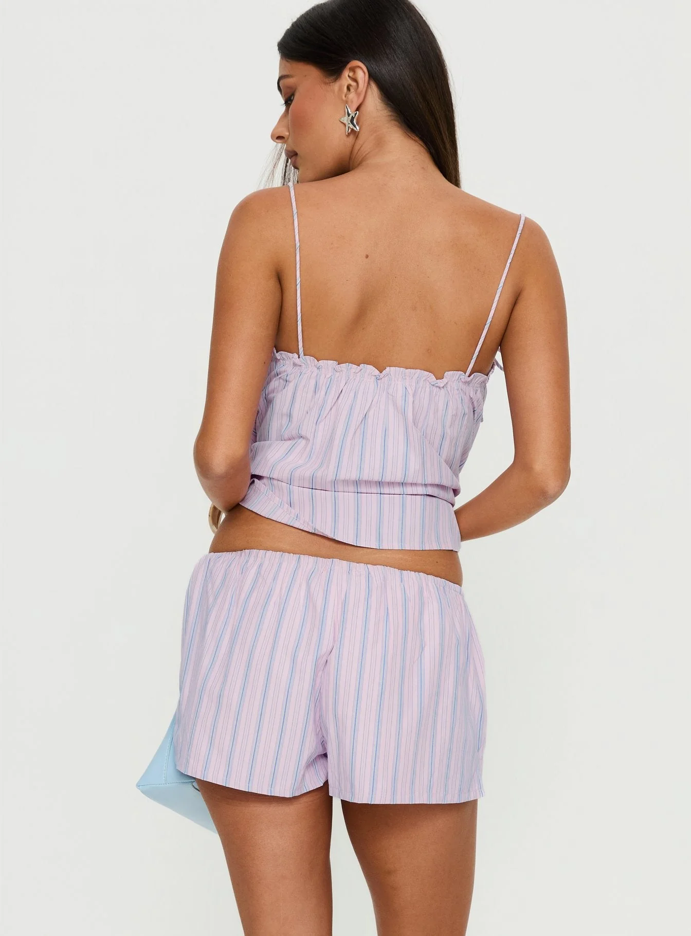 Pepita Drawstring Shorts Pink Stripe - Image 5