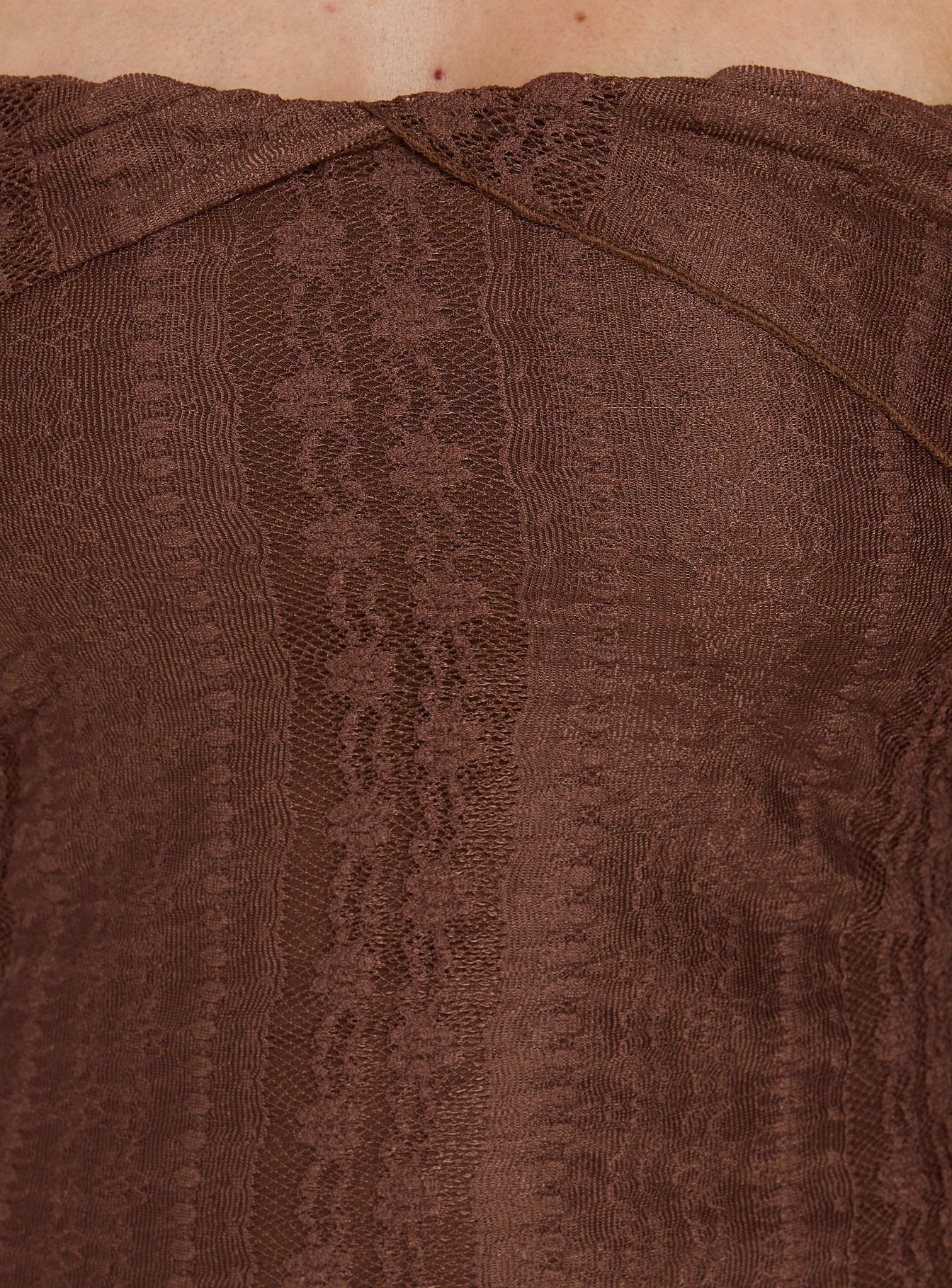 Perdita Long Sleeve Lace Maxi Dress Chocolate - Image 5
