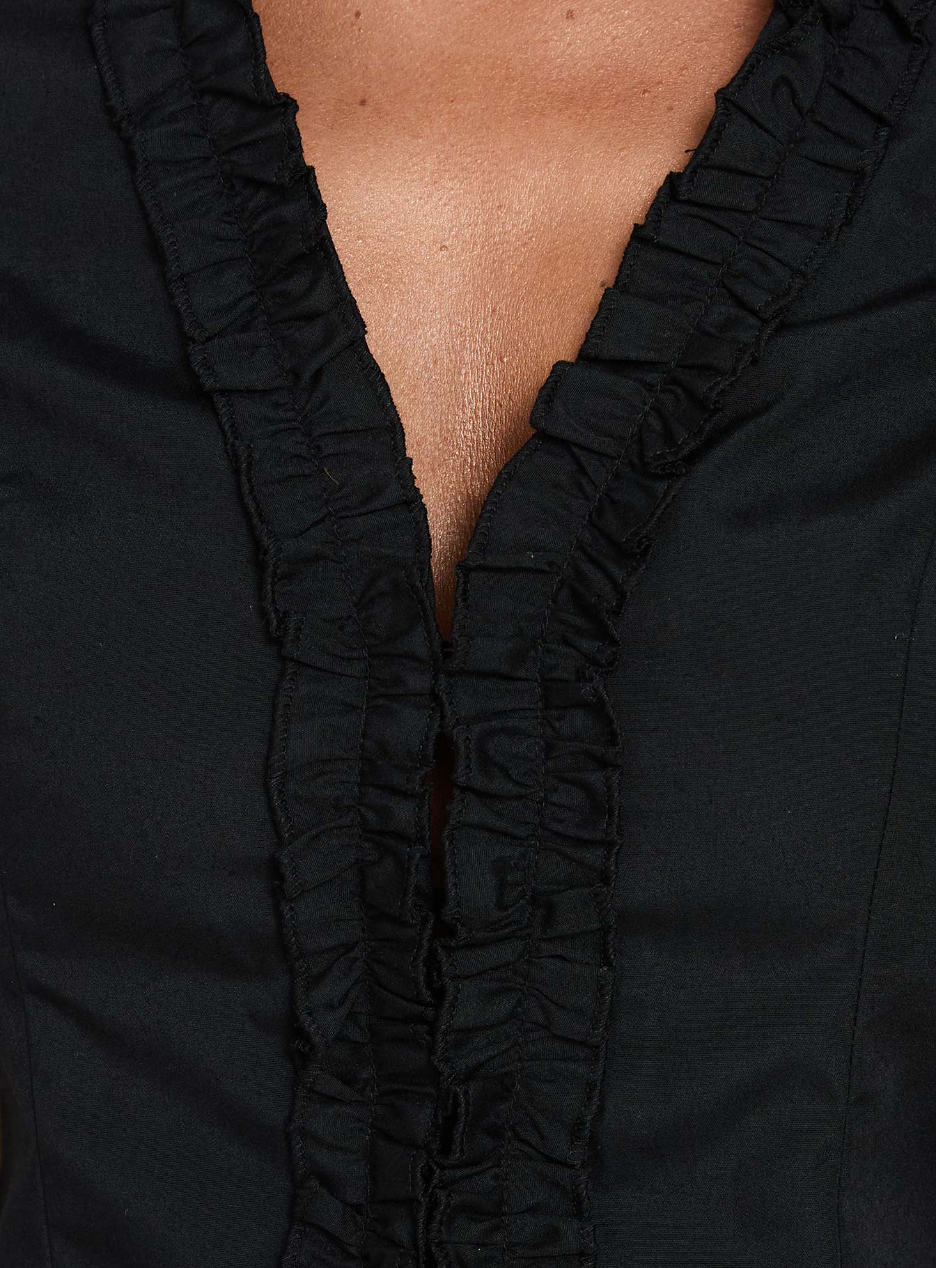 Perennial Frill Plunge Neck Top Black - Image 6