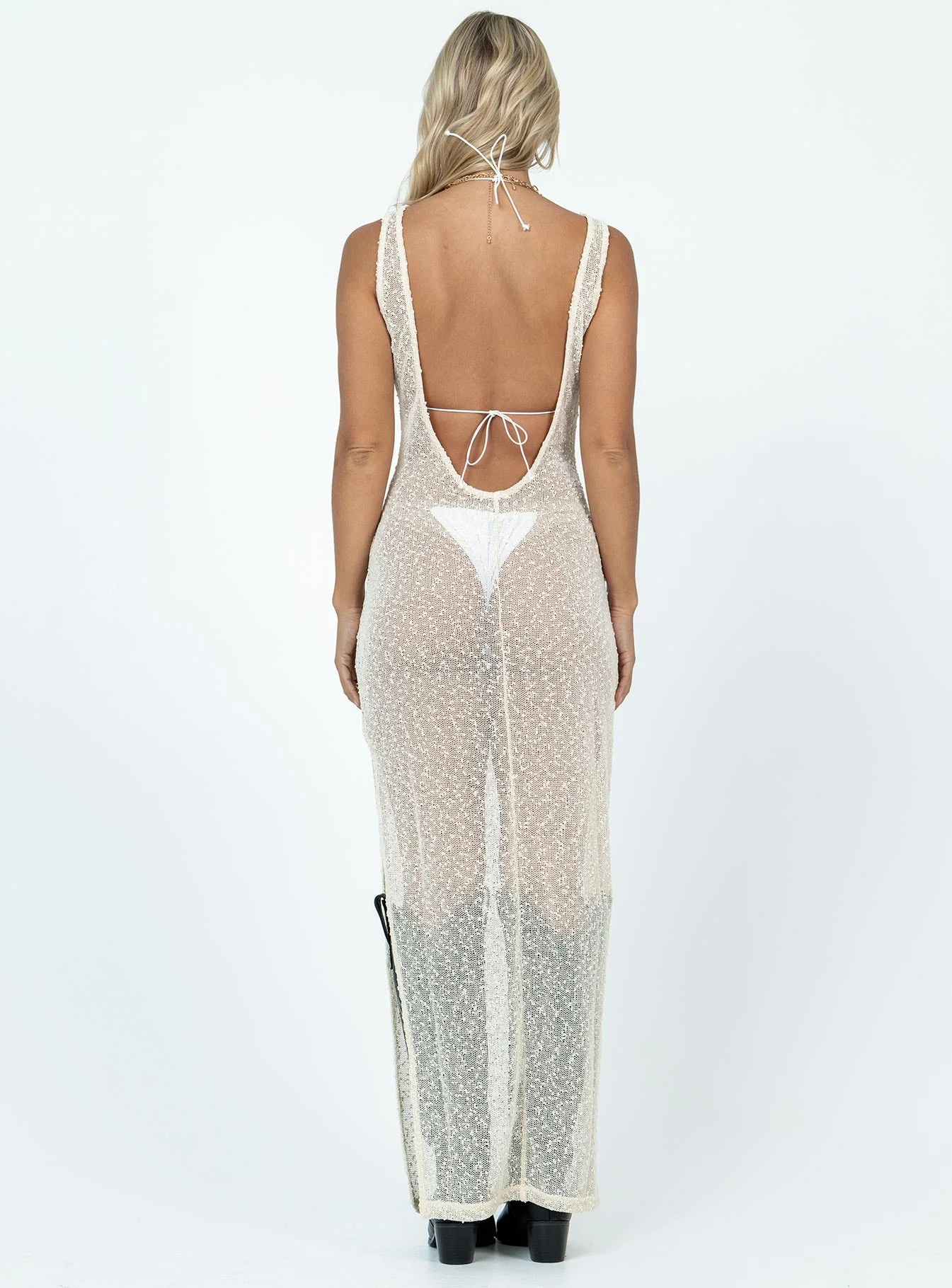 Performer Knit Maxi Dress Cream - Image 5