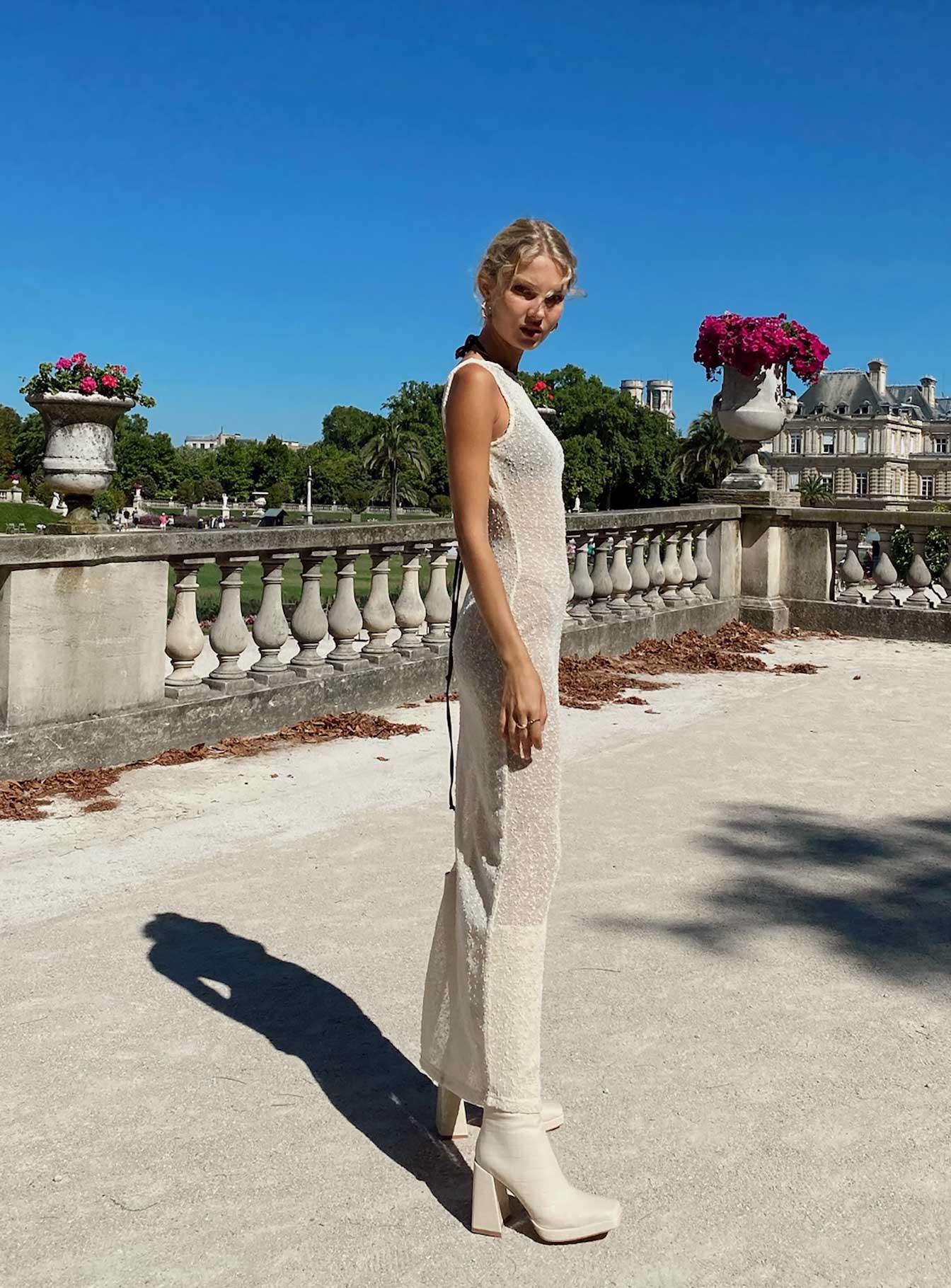 Performer Knit Maxi Dress Cream - Image 9