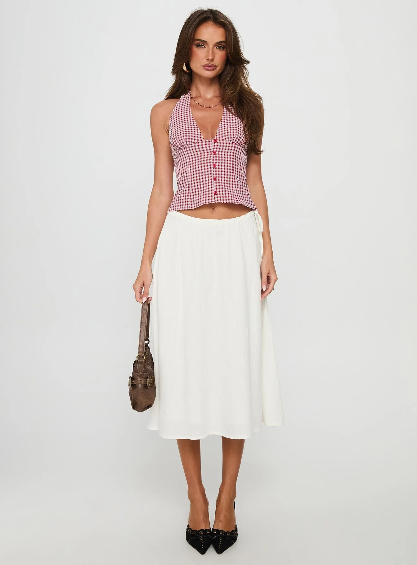 Persuasion Tie Side Midi Skirt White - Image 7