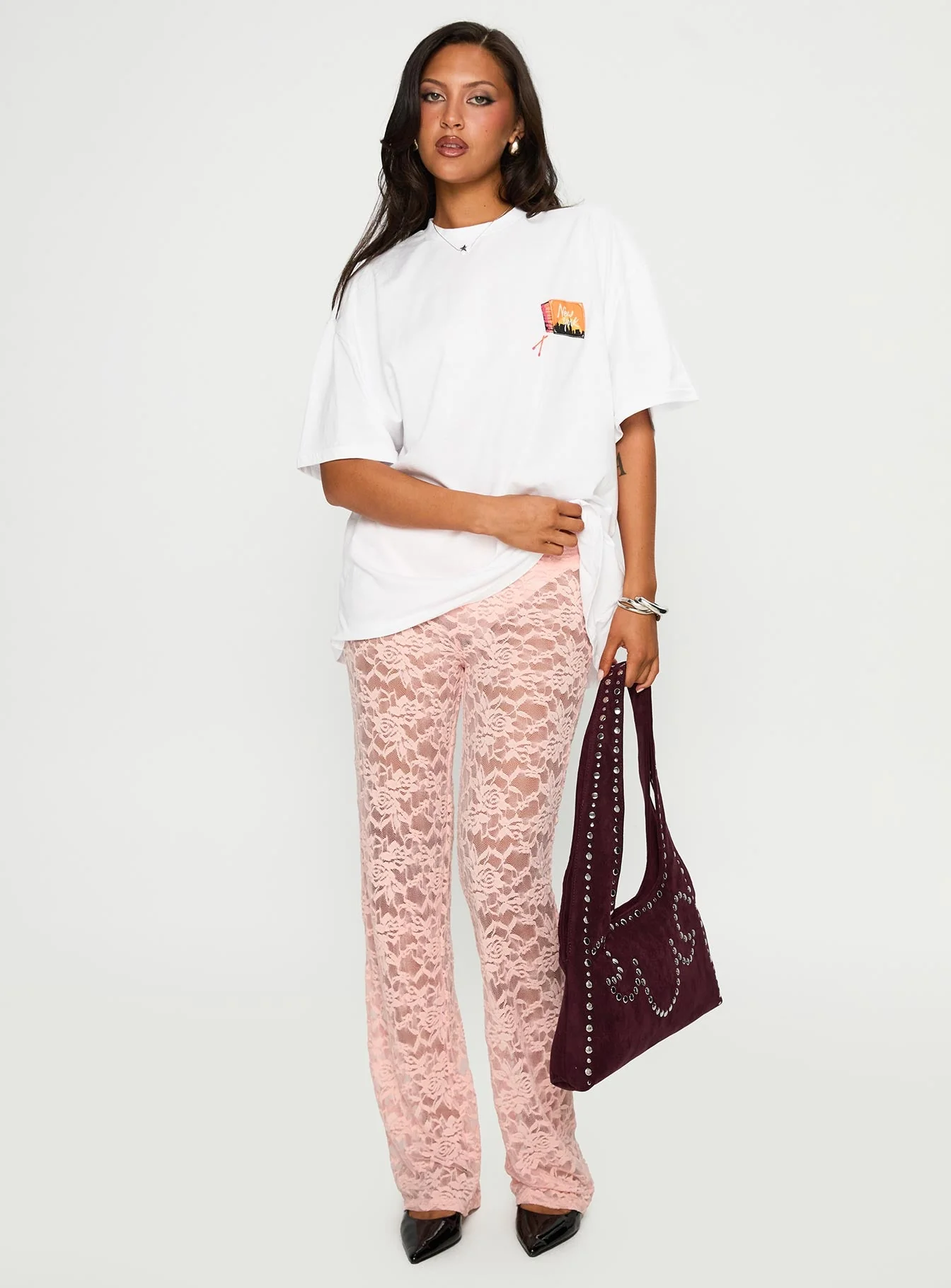 Peru Lace Pants Pink - Image 3