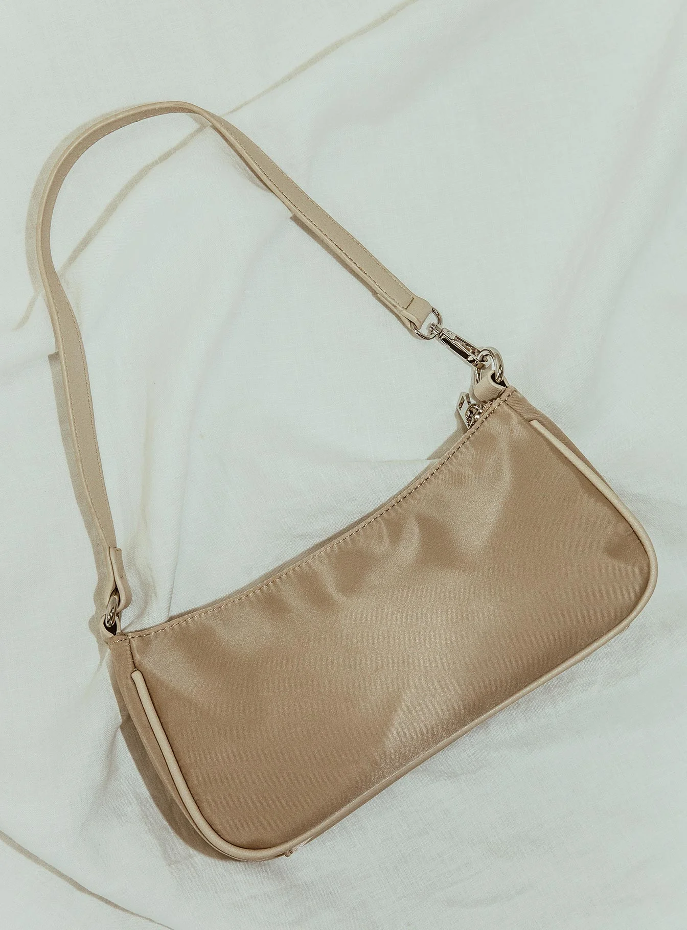 Peta & Jain Piper Bag Beige Nylon Silver Hardware - Image 10
