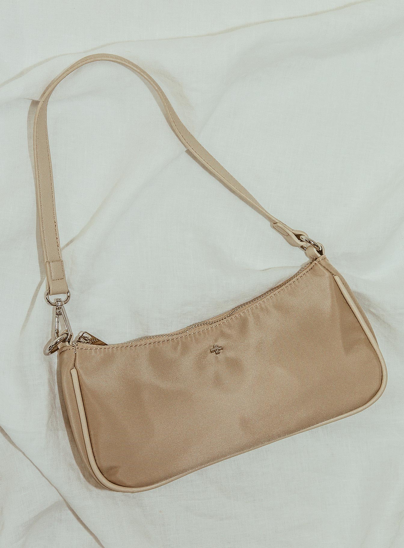 Peta & Jain Piper Bag Beige Nylon Silver Hardware - Image 9