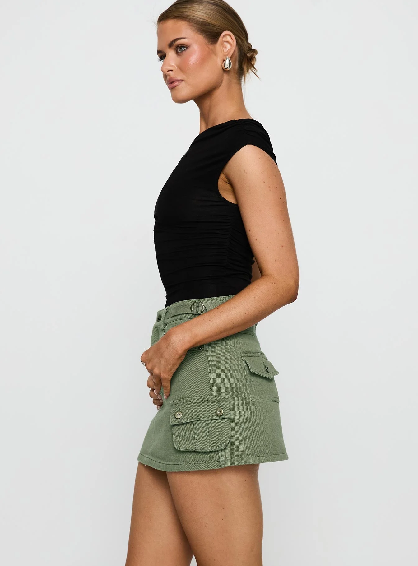 Peterson Cargo Mini Skirt Khaki - Image 4