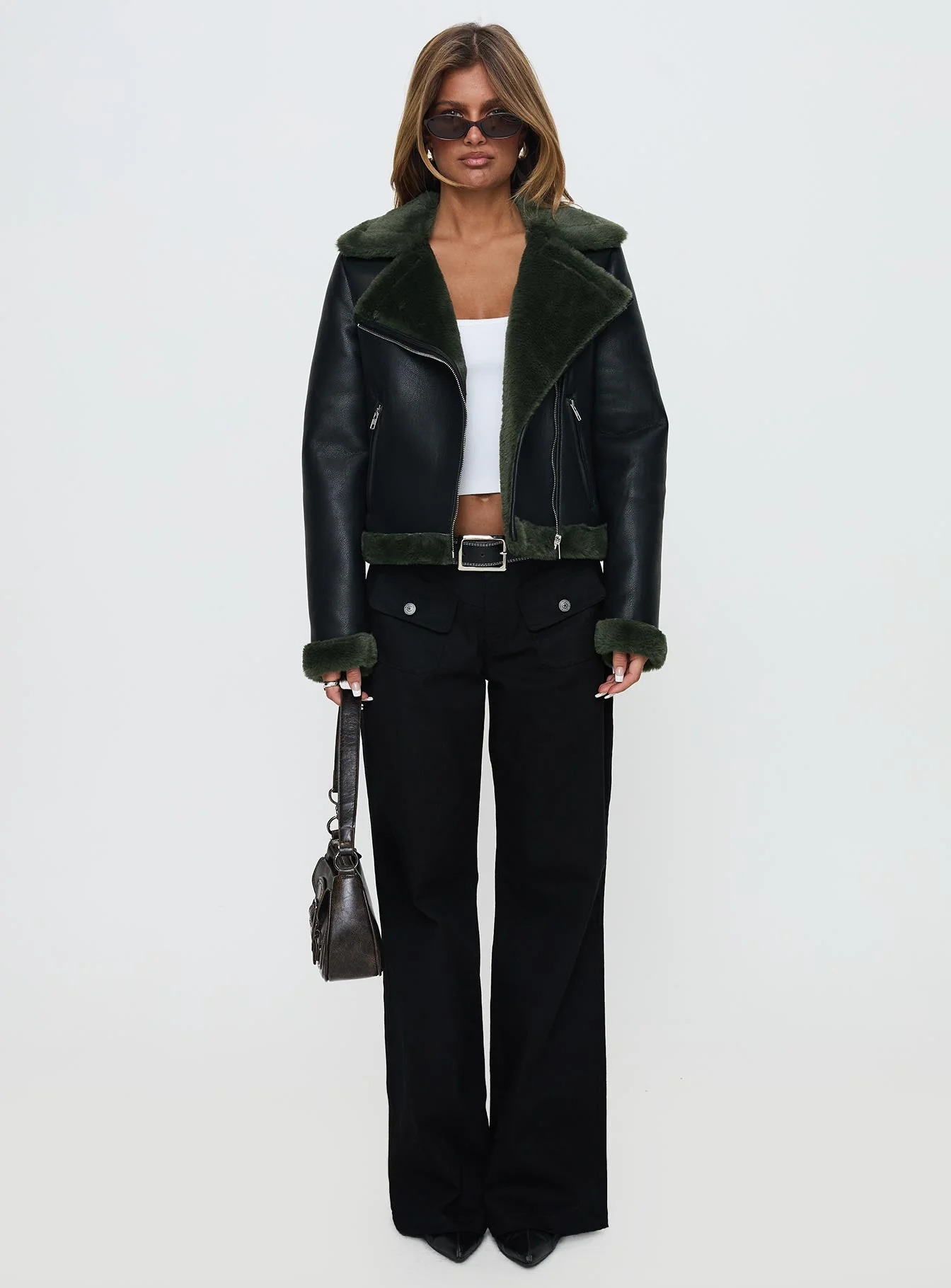 Phaidra Faux Leather Jacket Black - Image 6