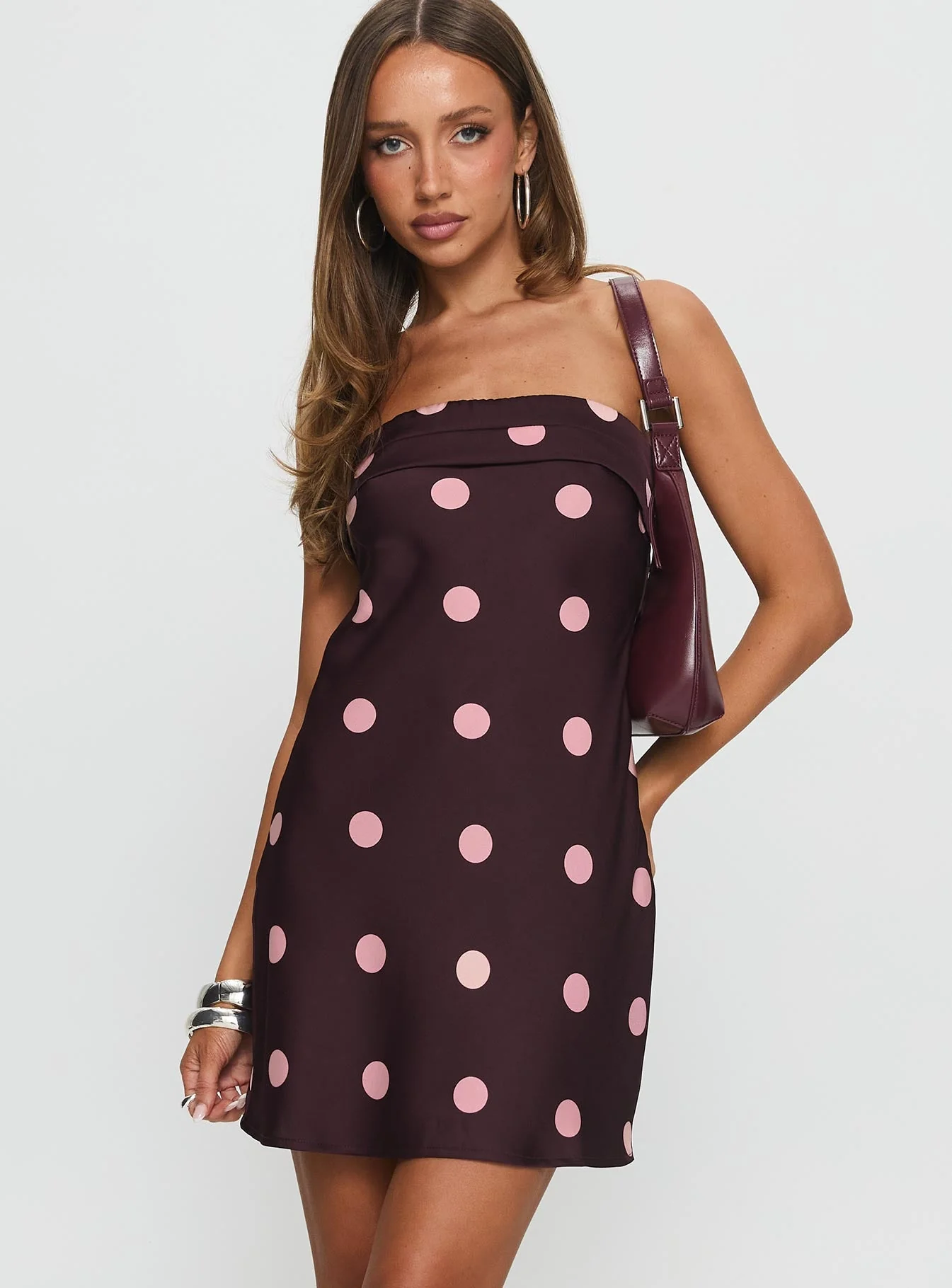 Phillipa Mini Dress Plum / Pink Polka Dot - Image 2