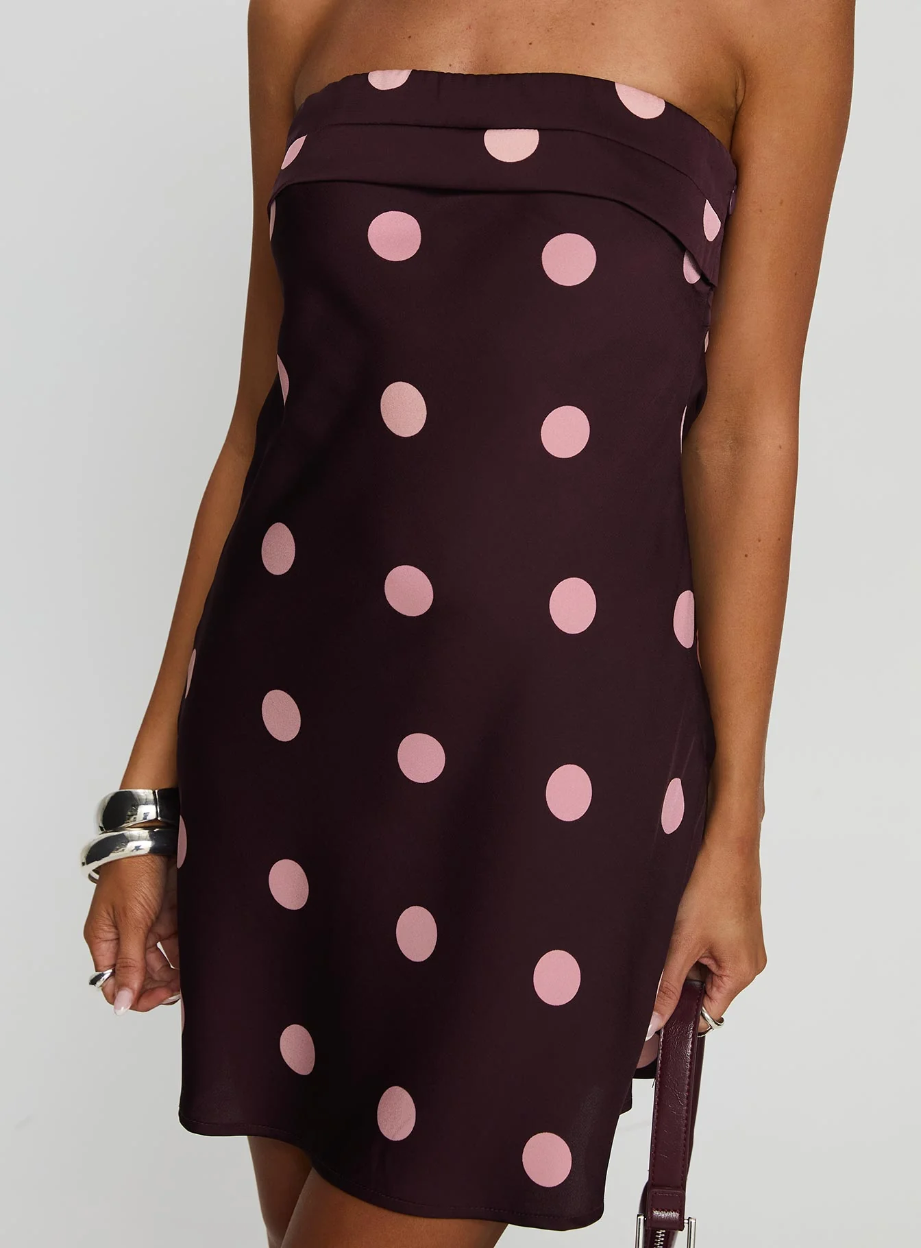 Phillipa Mini Dress Plum / Pink Polka Dot - Image 6