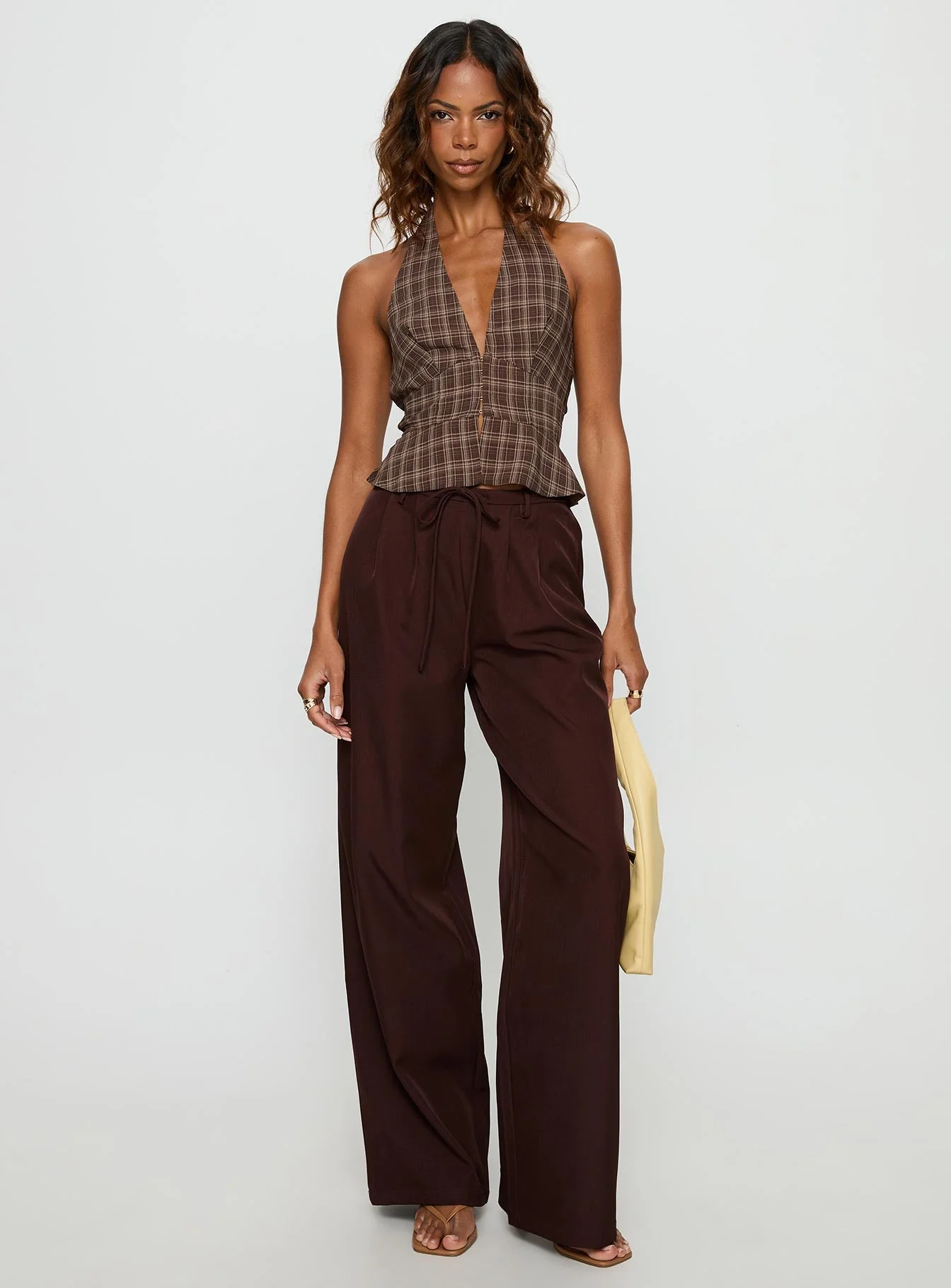 Pleasing Top Brown Check - Image 2