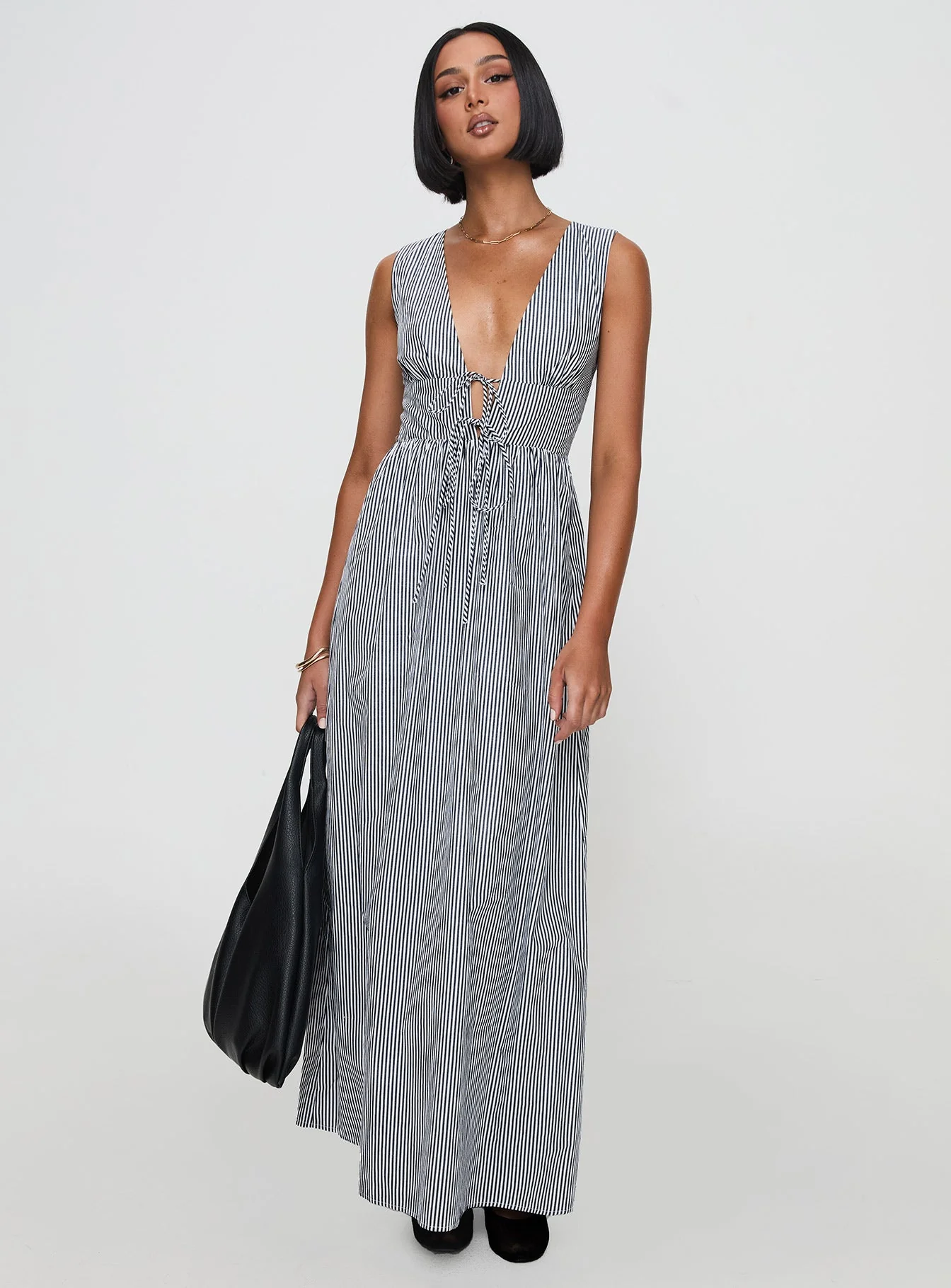 Pokey Maxi Dress Black / White Stripe Petite - Image 2