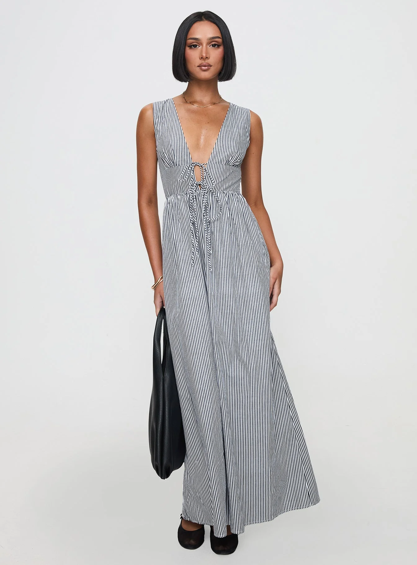Pokey Maxi Dress Black / White Stripe Petite - Image 3
