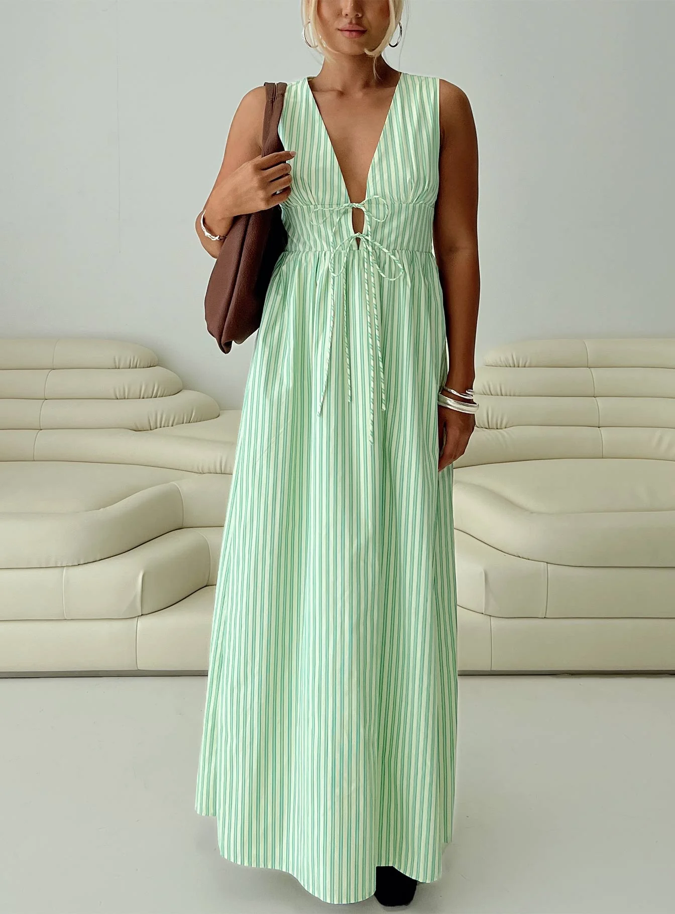 Pokey Maxi Dress Green Stripe - Image 8