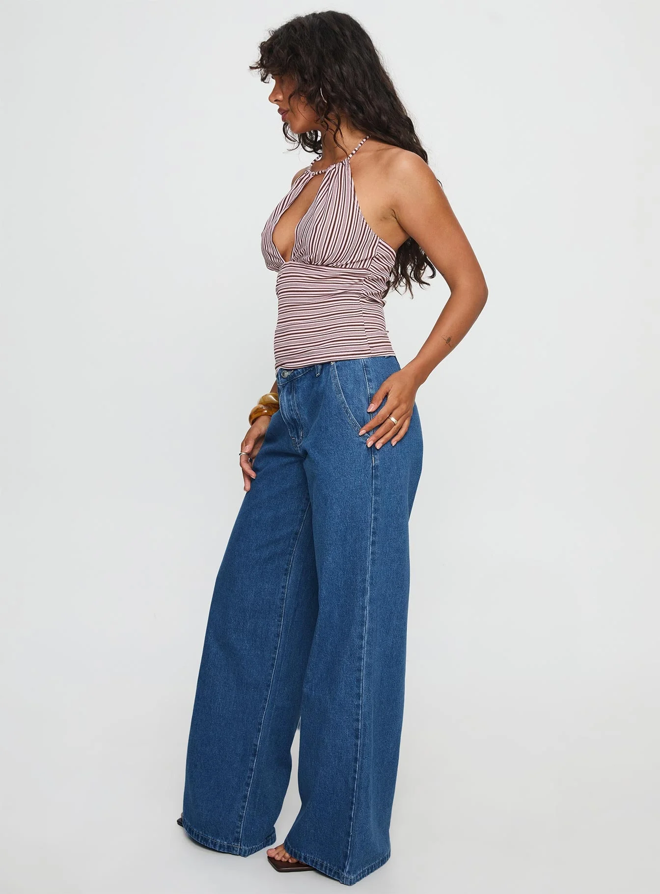 Polaris Mid Rise Straight Leg Jeans Mid Blue - Image 4