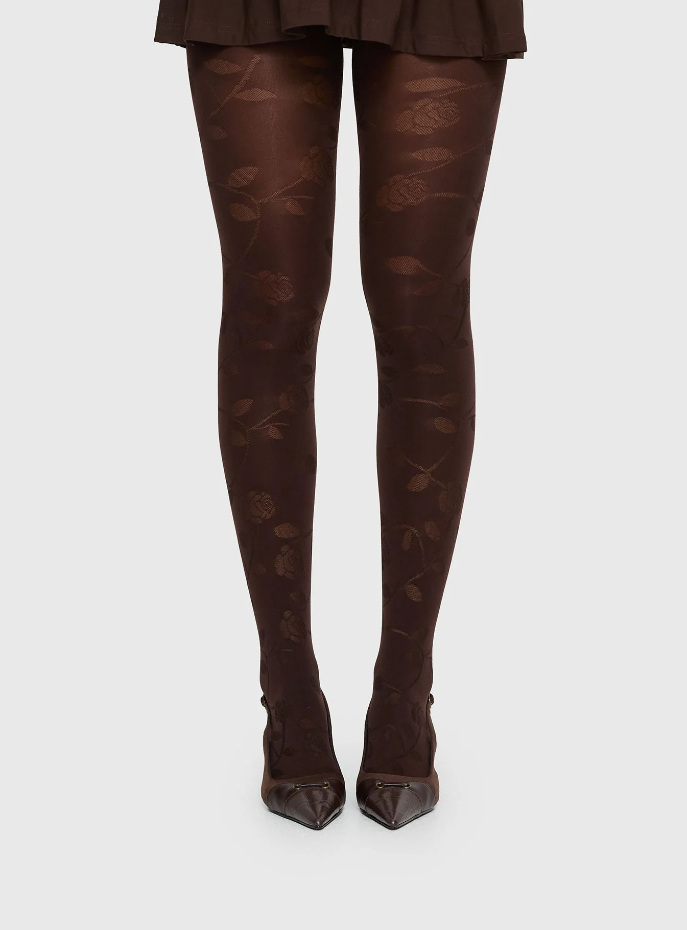 Pomeline Floral Tights Brown - Image 2