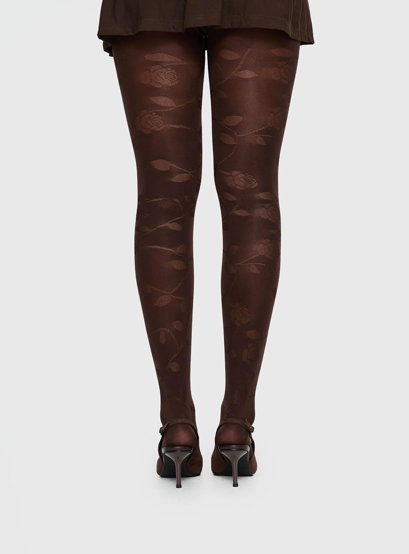 Pomeline Floral Tights Brown - Image 4