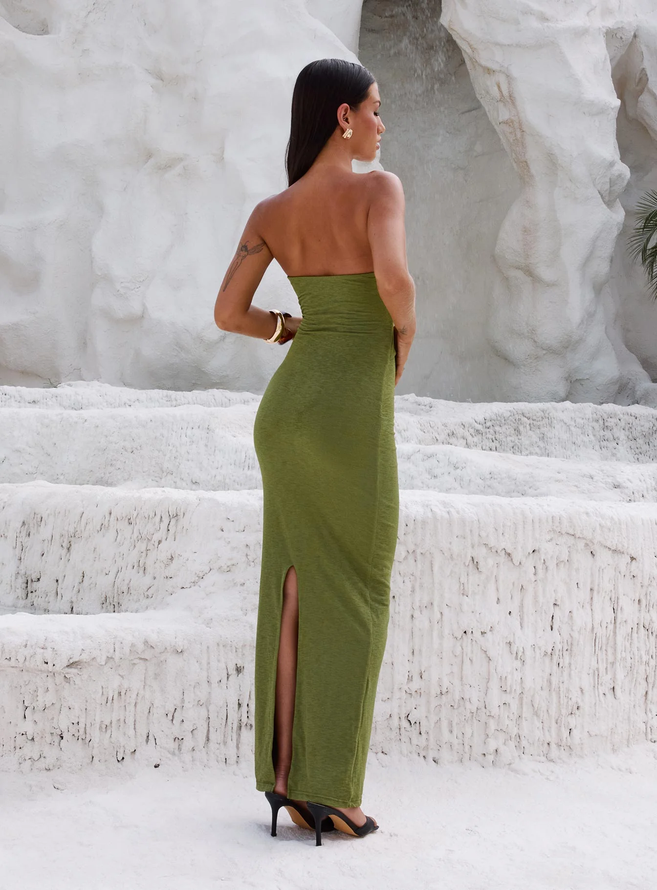 Nika Strapless Maxi Dress Green - Image 5