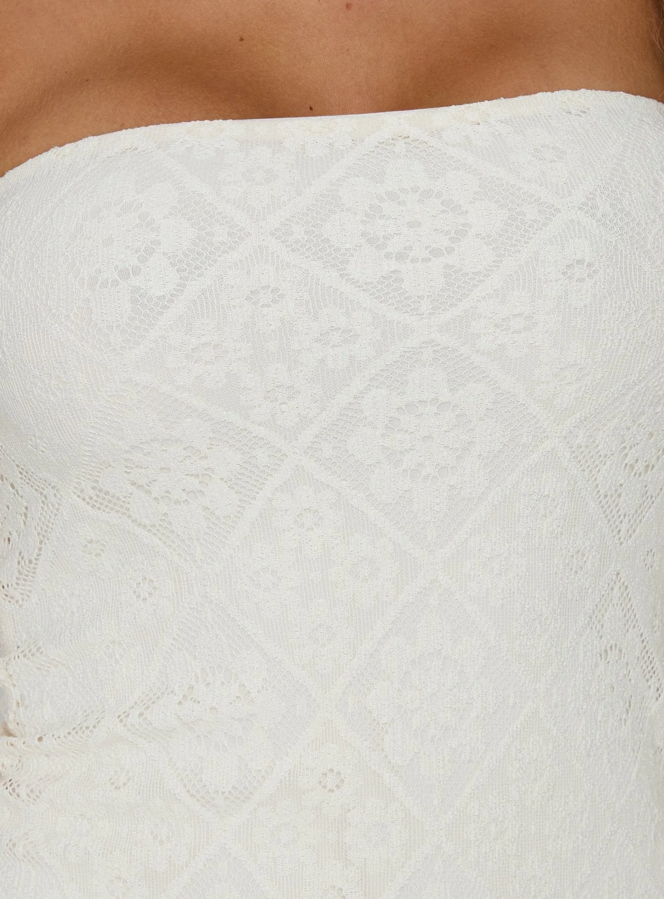 Porcelana Strapless Tassel Mini Dress Cream - Image 6
