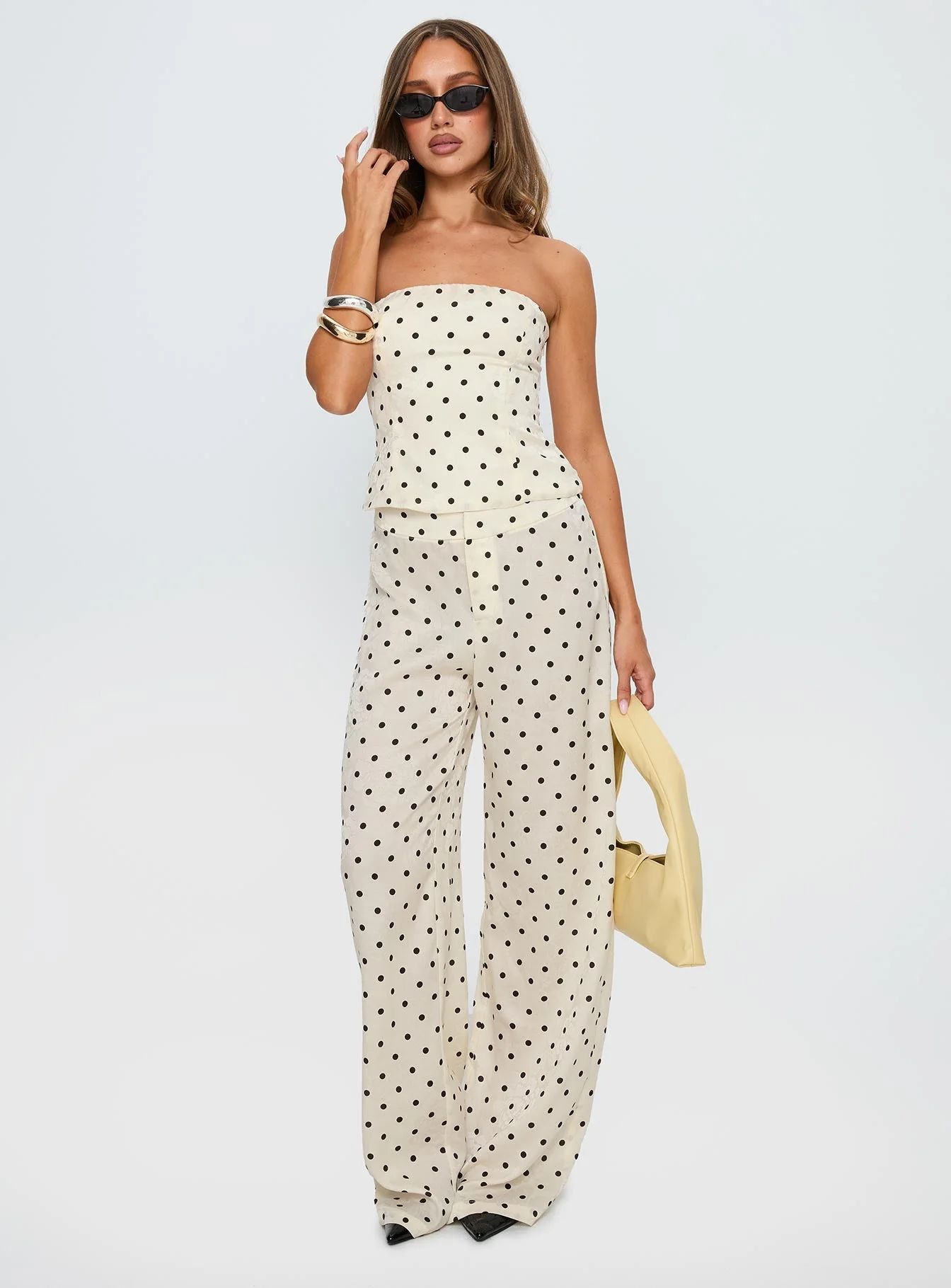 Powdered Sugar Strapless Set Cream Polka - Image 3