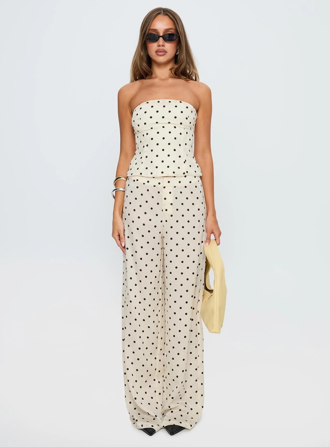 Powdered Sugar Strapless Set Cream Polka - Image 7