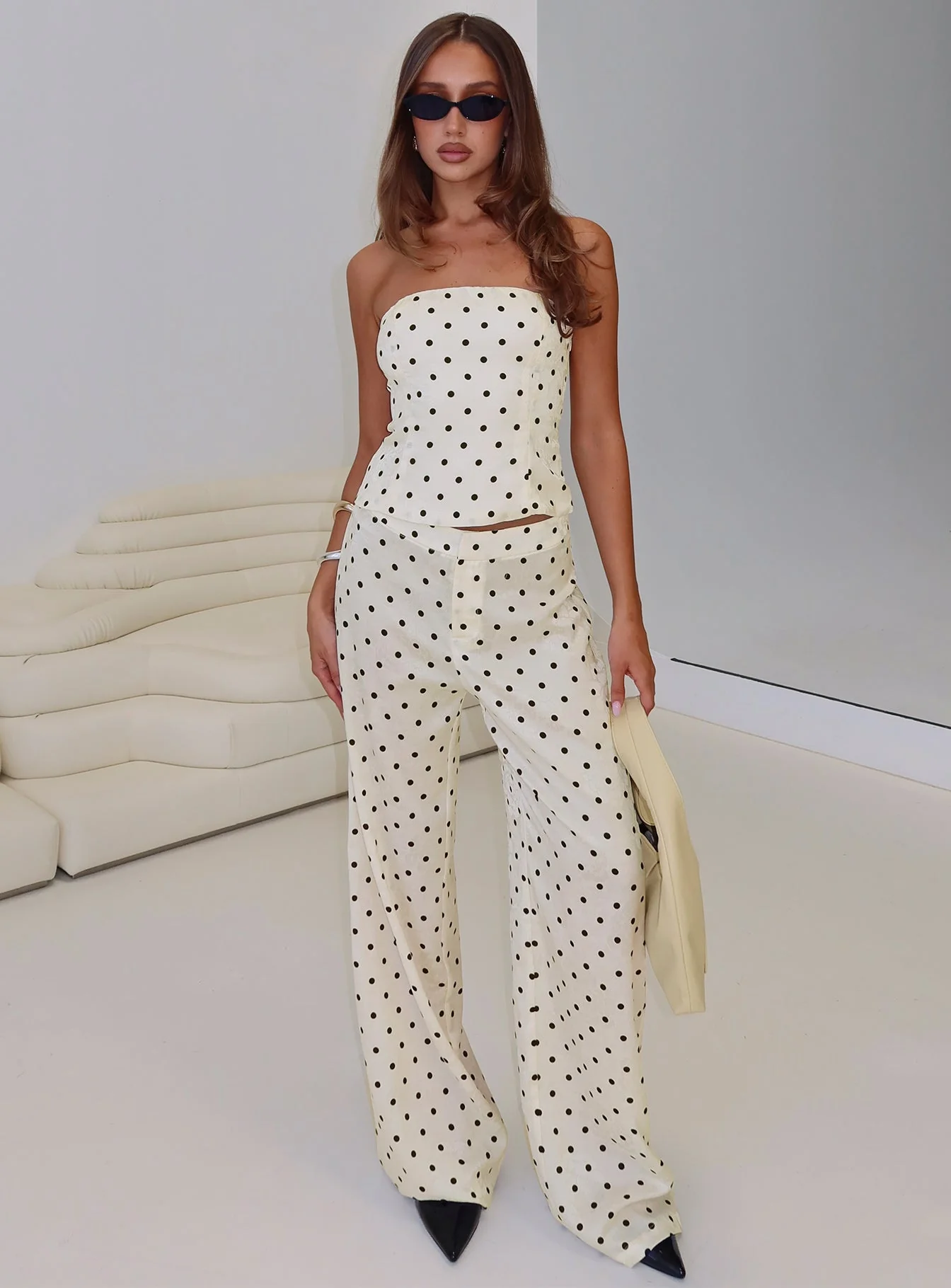 Powdered Sugar Strapless Set Cream Polka - Image 8