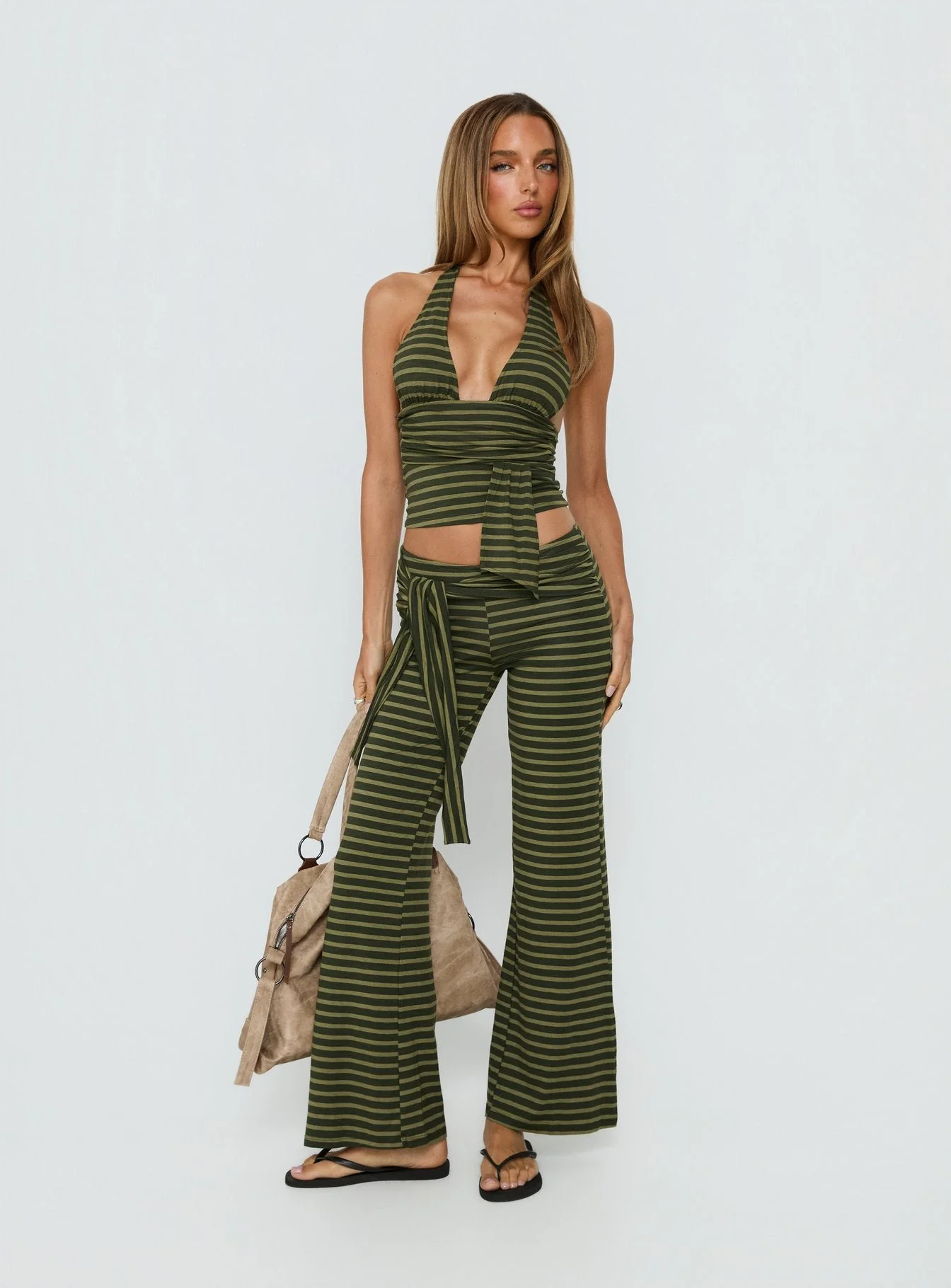 Aprilla Halter Top Green Stripe - Image 3