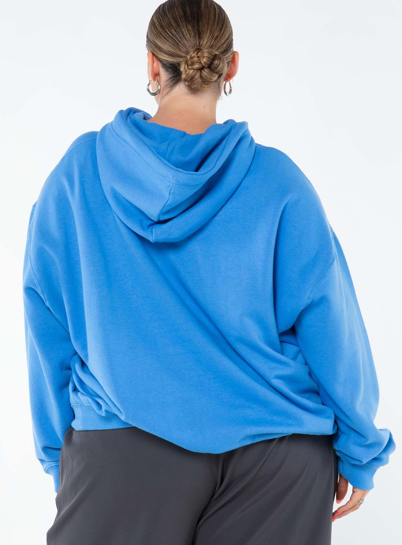 Princess Polly Hooded Sweatshirt Bubble Text Blue / Yellow Curve - Image 5