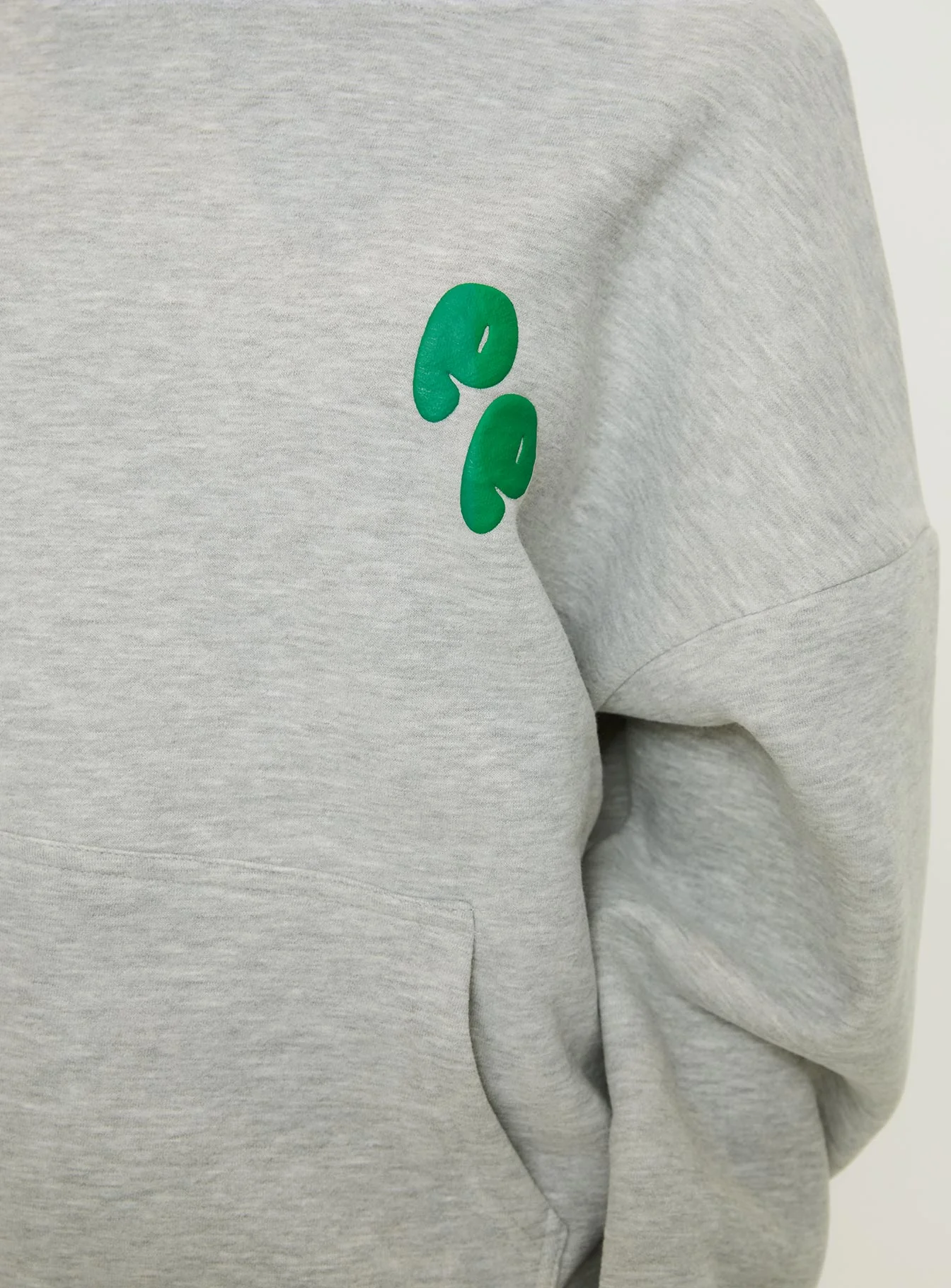 Princess Polly Hooded Sweatshirt Bubble Text Grey Marle / Green - Image 5