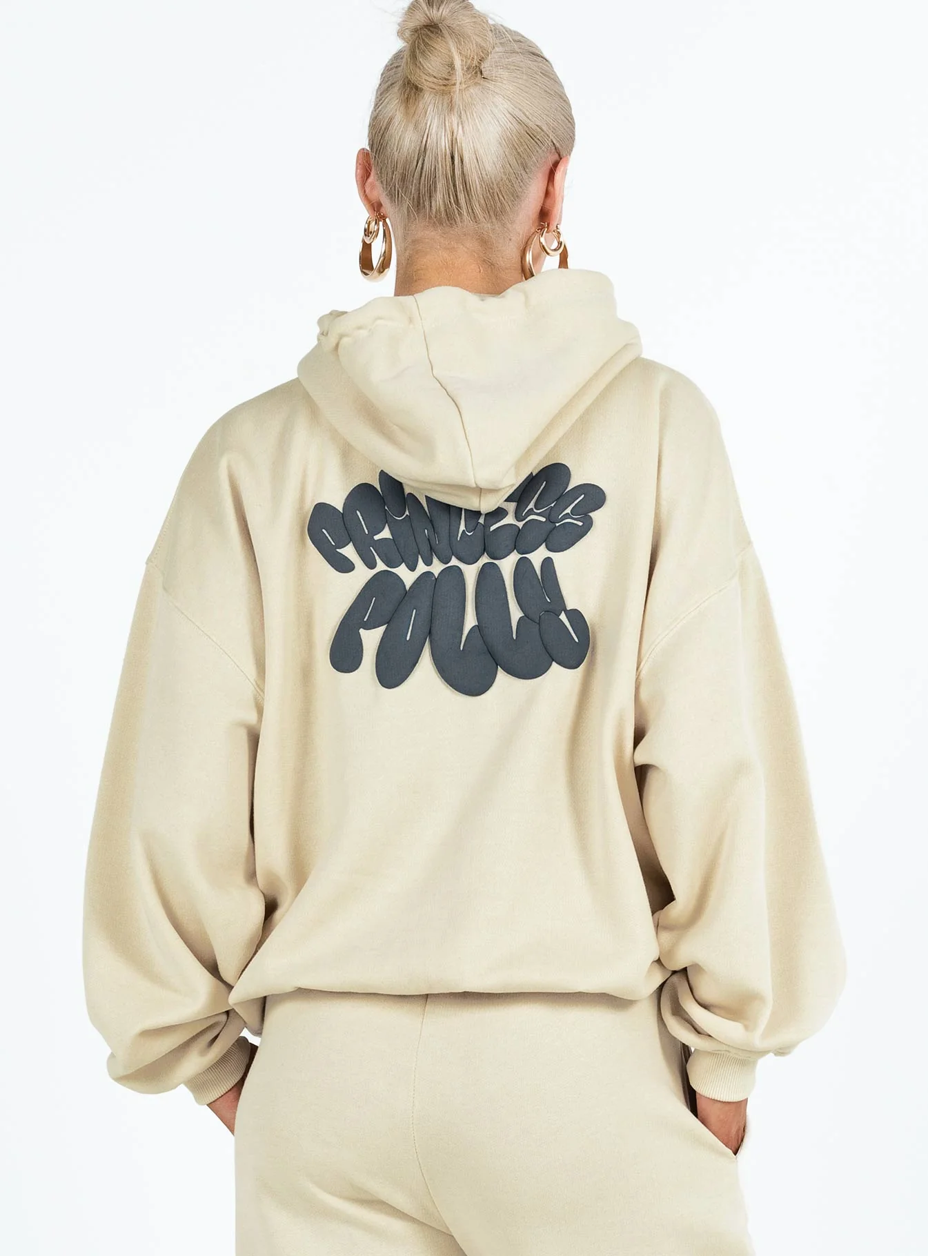 Princess Polly Hooded Sweatshirt Bubble Text Stone / Slate - Image 5