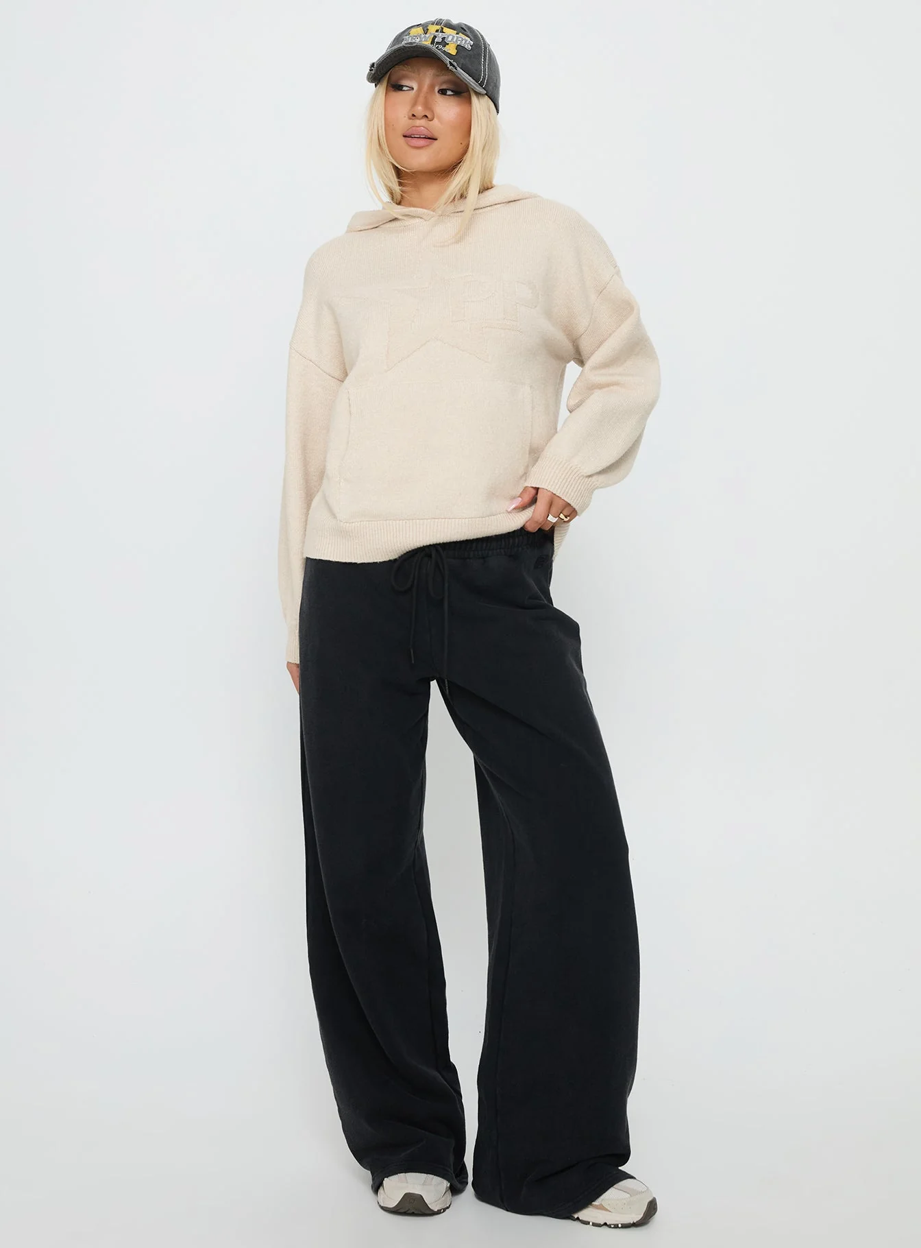 Princess Polly Knit Hoodie Beige - Image 3