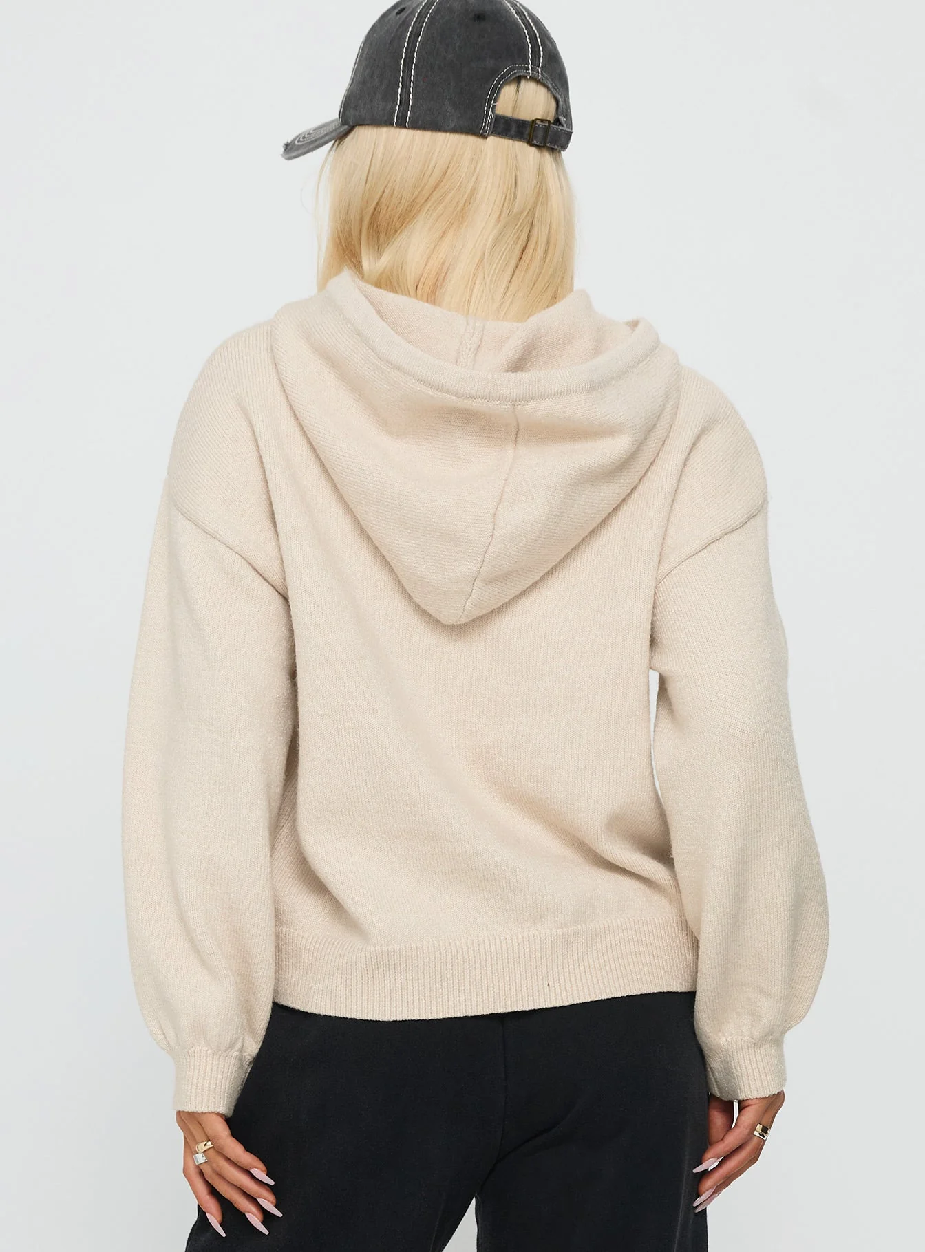 Princess Polly Knit Hoodie Beige - Image 5
