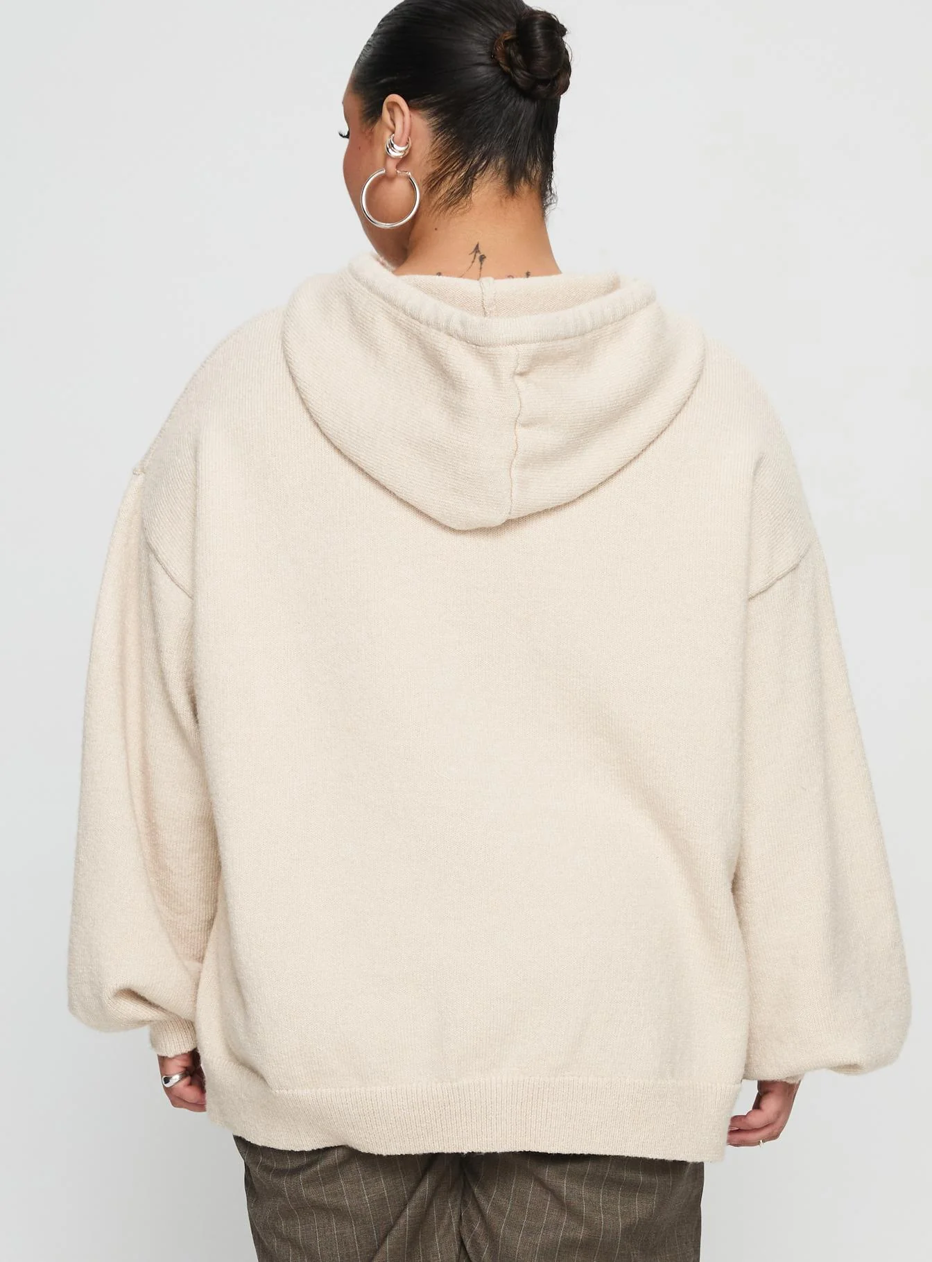 Princess Polly Knit Hoodie Beige Curve - Image 5