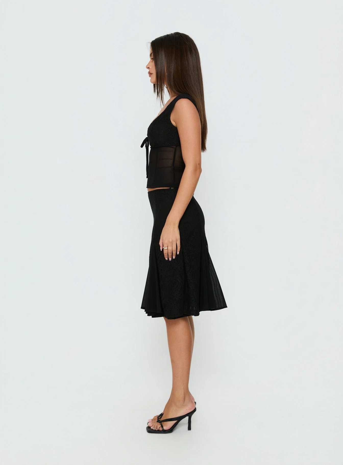 Quani Lace Midi Skirt Black - Image 4