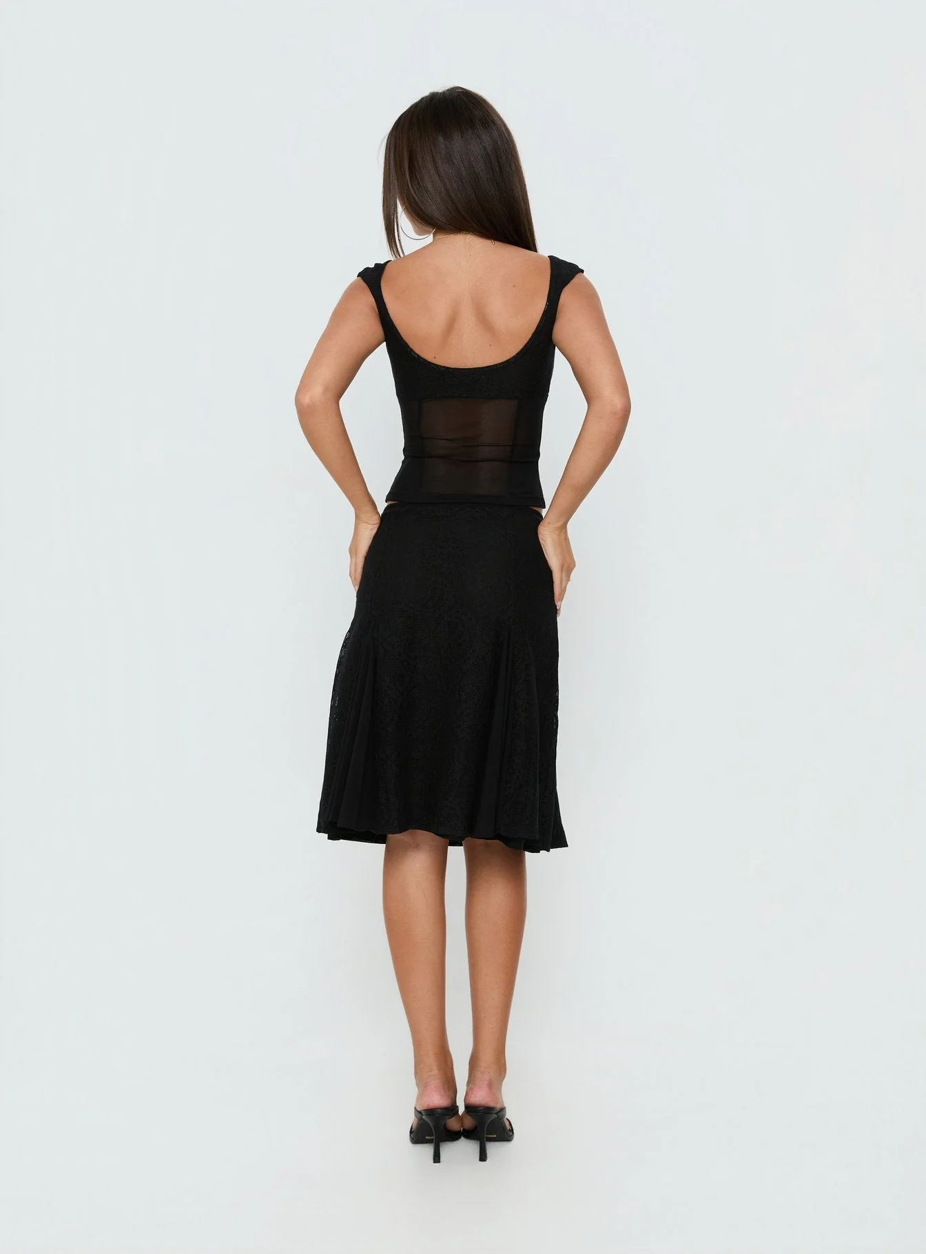 Quani Lace Midi Skirt Black - Image 5