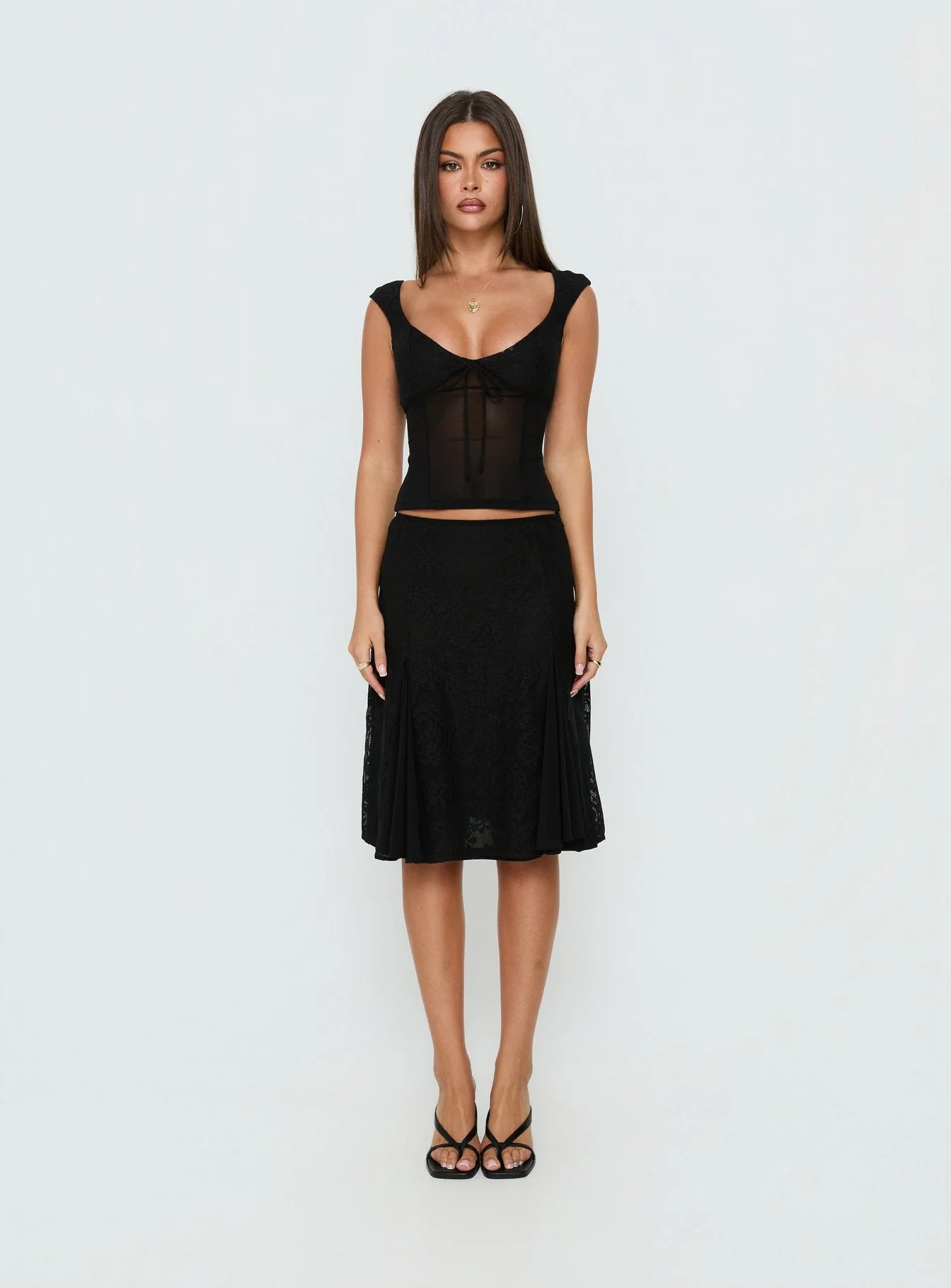 Quani Lace Midi Skirt Black - Image 7
