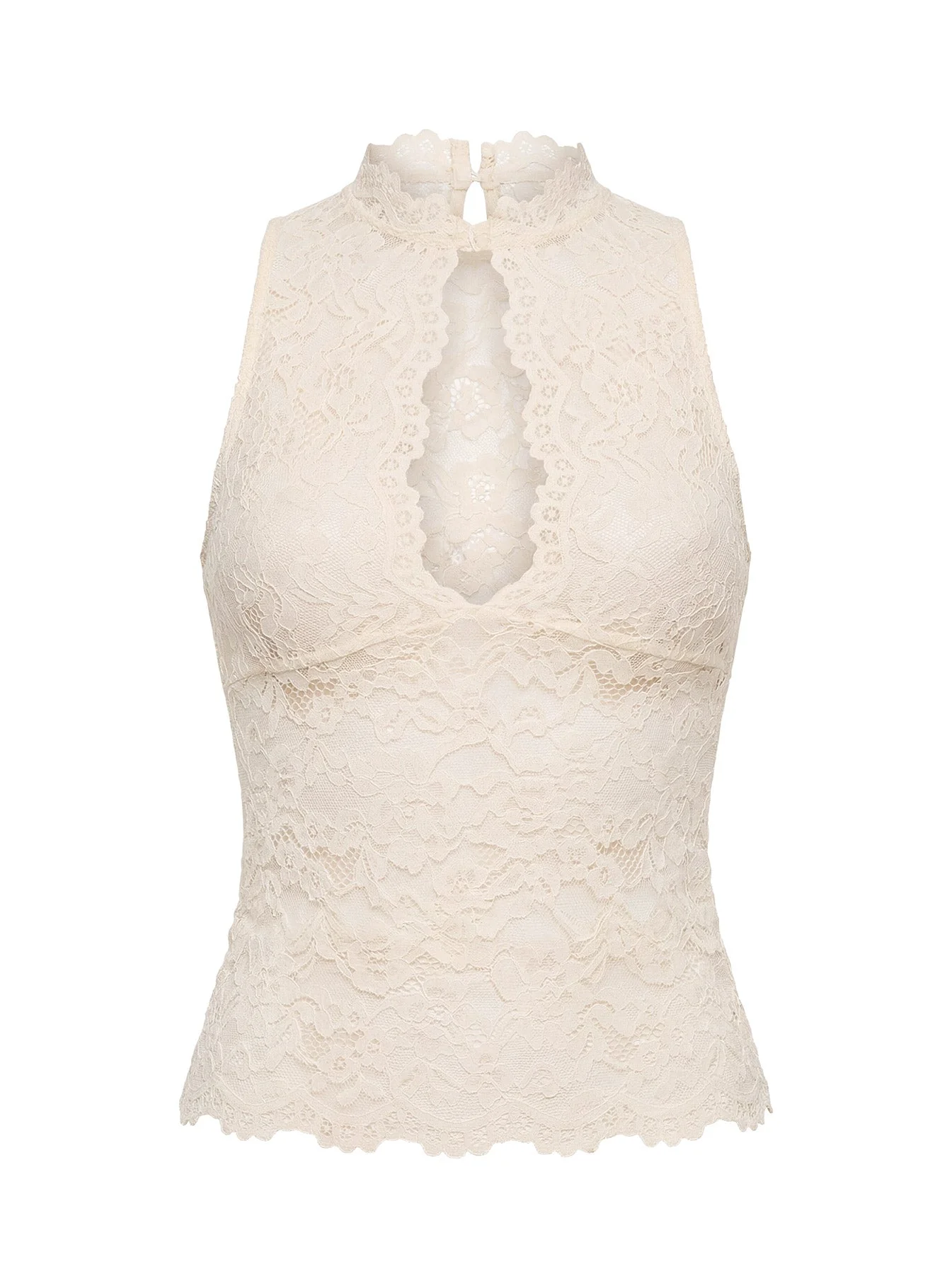 Quinbie Lace Sleeveless Top Cream - Image 10