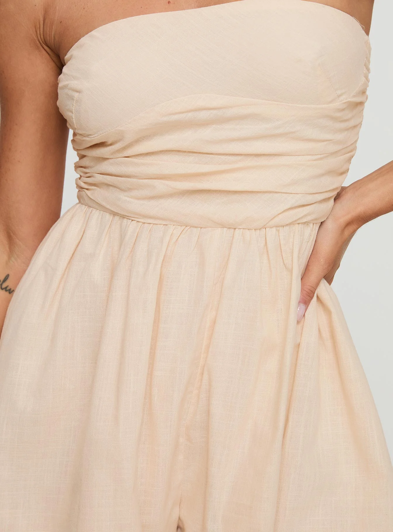 Quinelle Strapless Romper Cream - Image 6