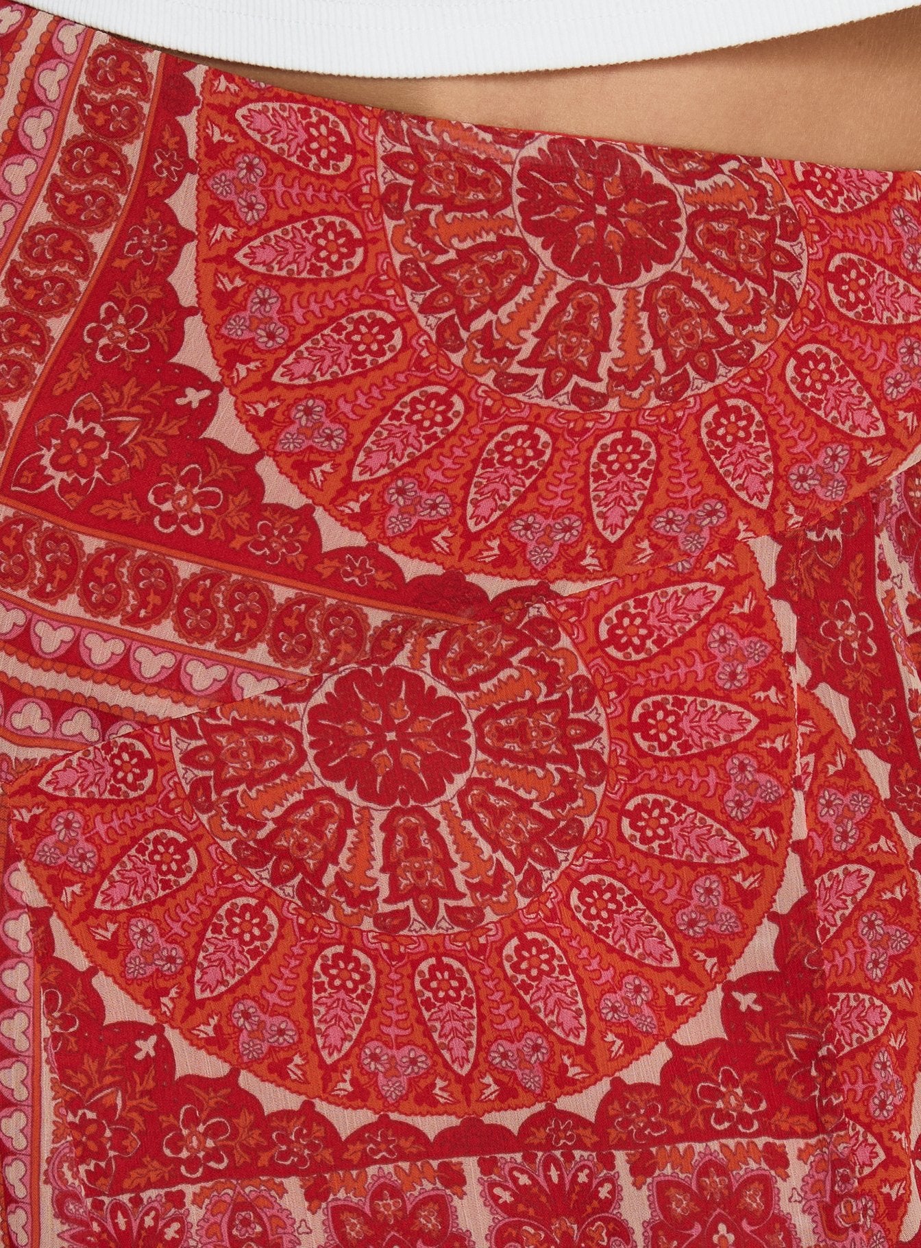 Raenah Asymmetrical Midi Skirt Red Paisley - Image 5