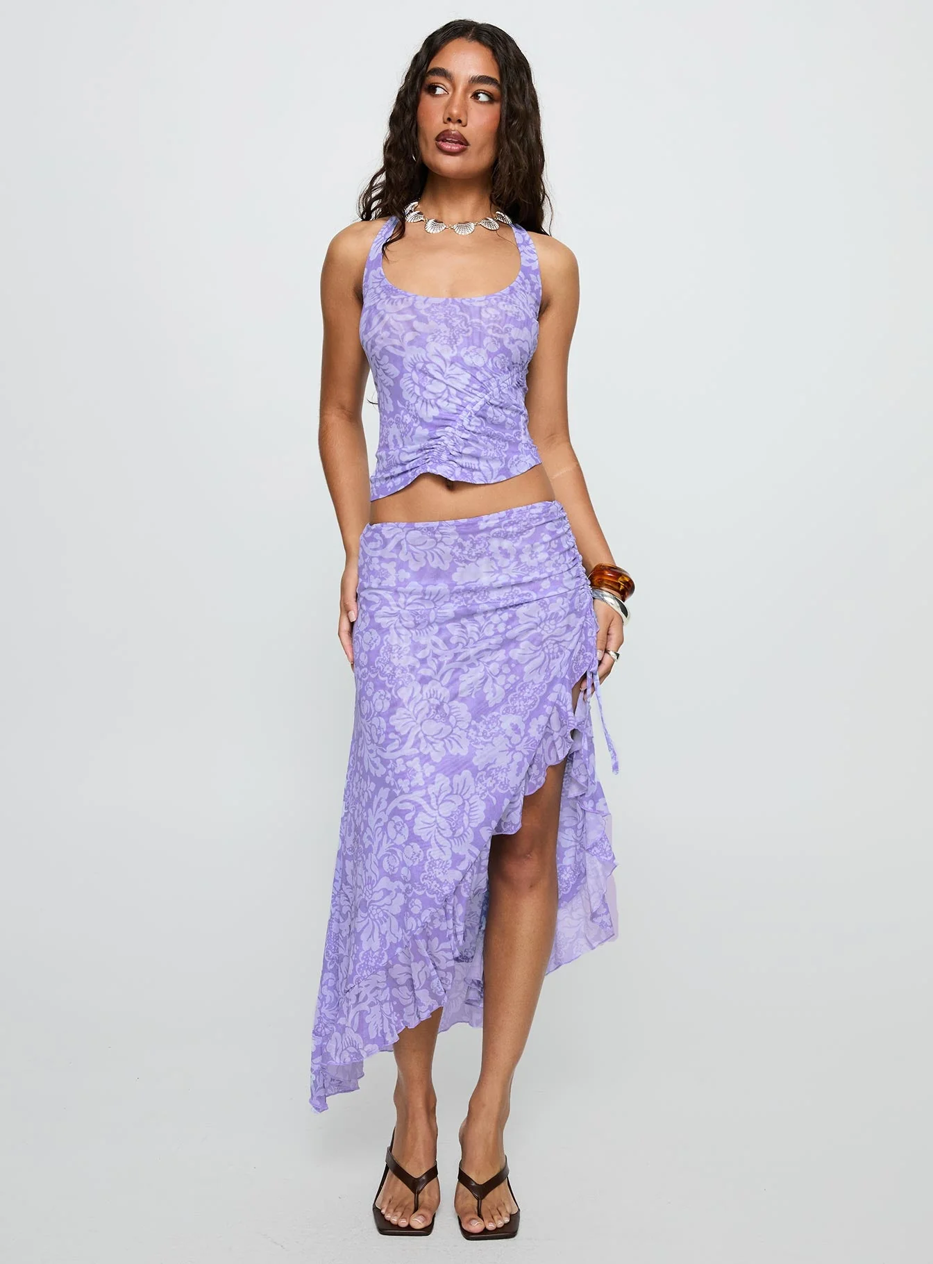 Rains And Pours Mesh Set Purple Floral - Image 2