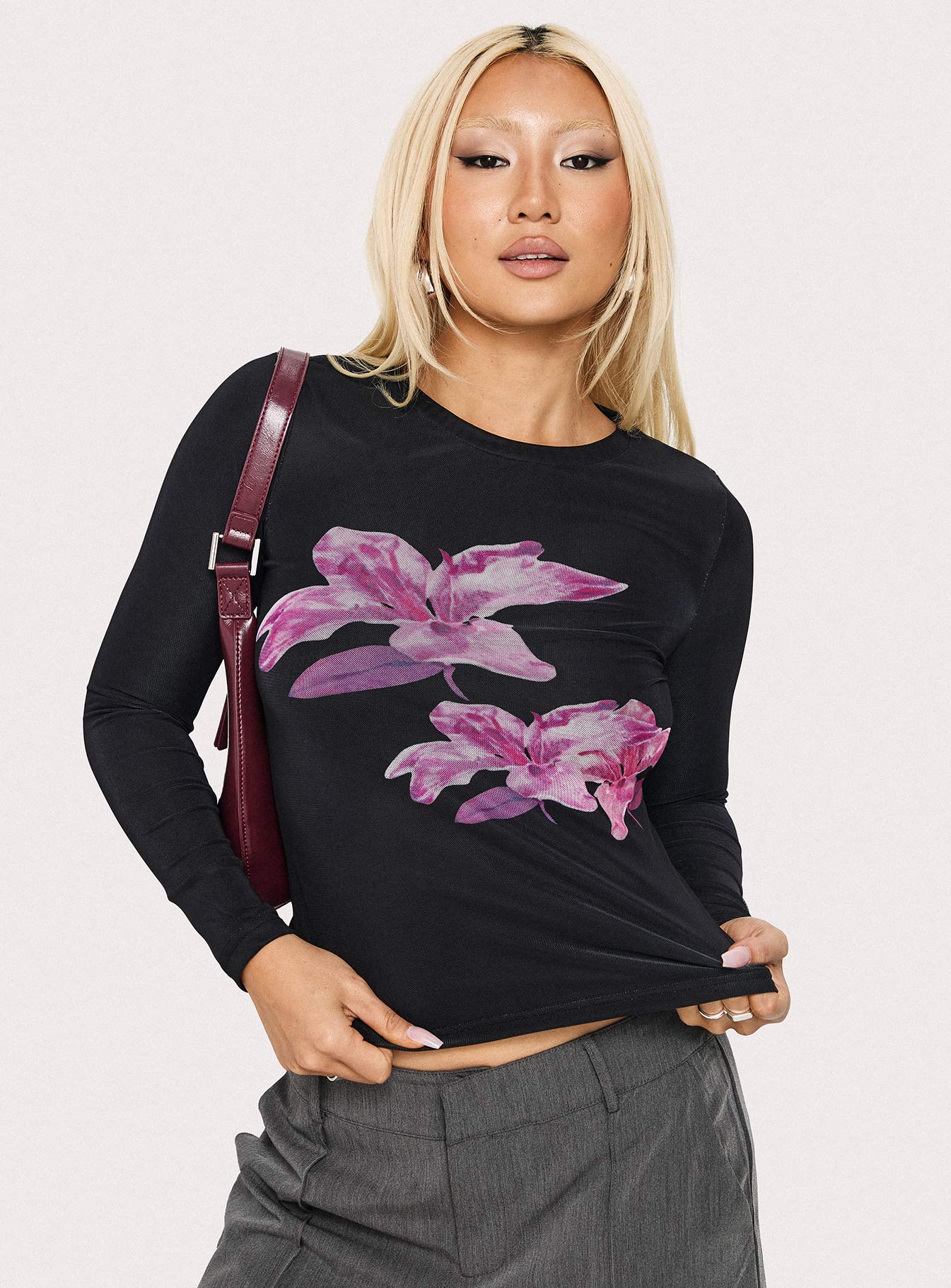 Raldor Long Sleeve Top Black Floral - Image 8