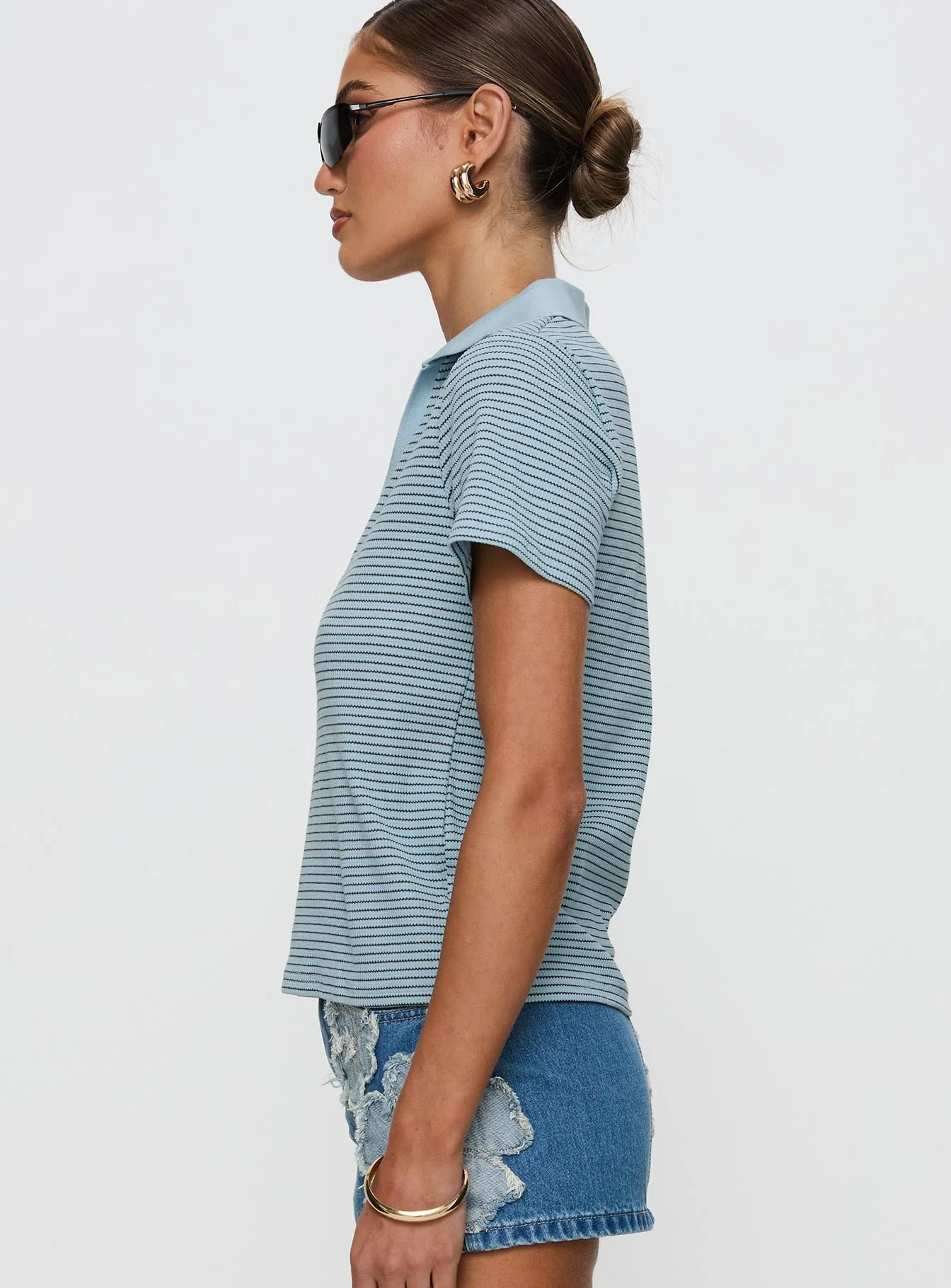 Ralphy Collared Top Blue Stripe - Image 4