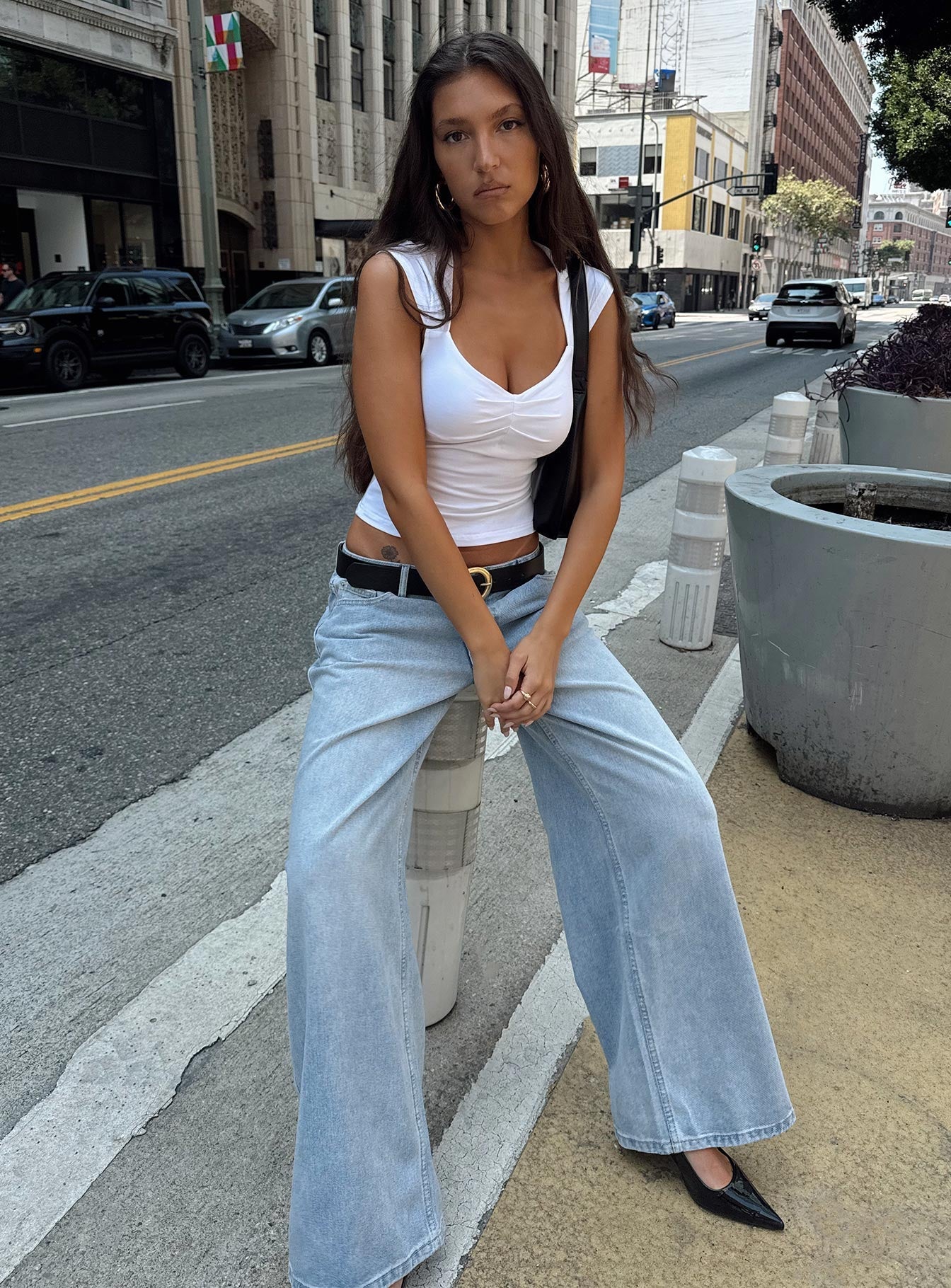 Ramos Low Rise Wide Leg Jeans Light Blue Wash Tall - Image 12