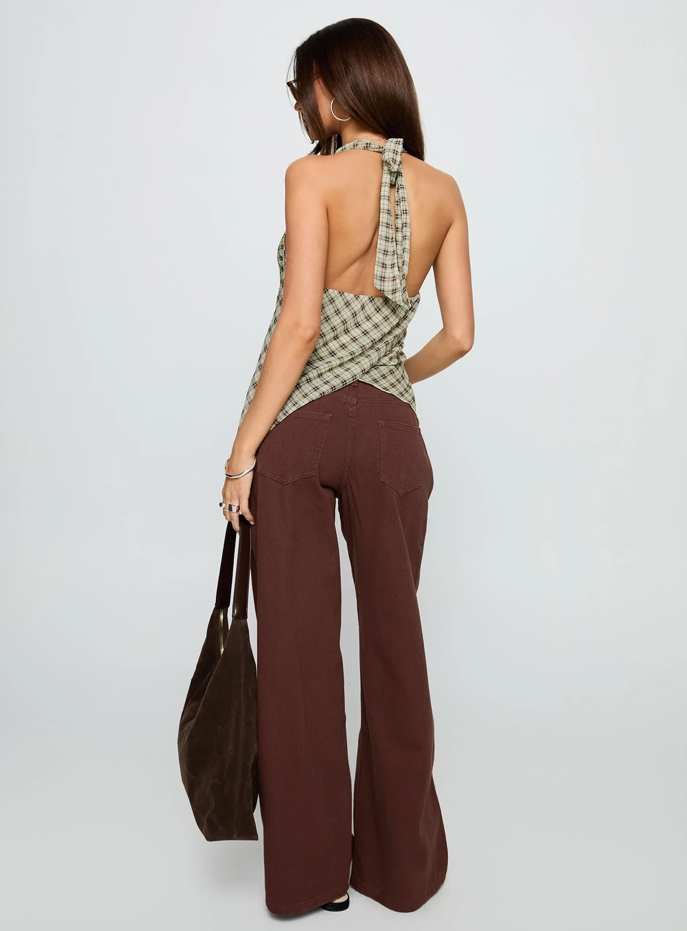 Ramos Low Rise Wide Leg Jeans Brown - Image 5