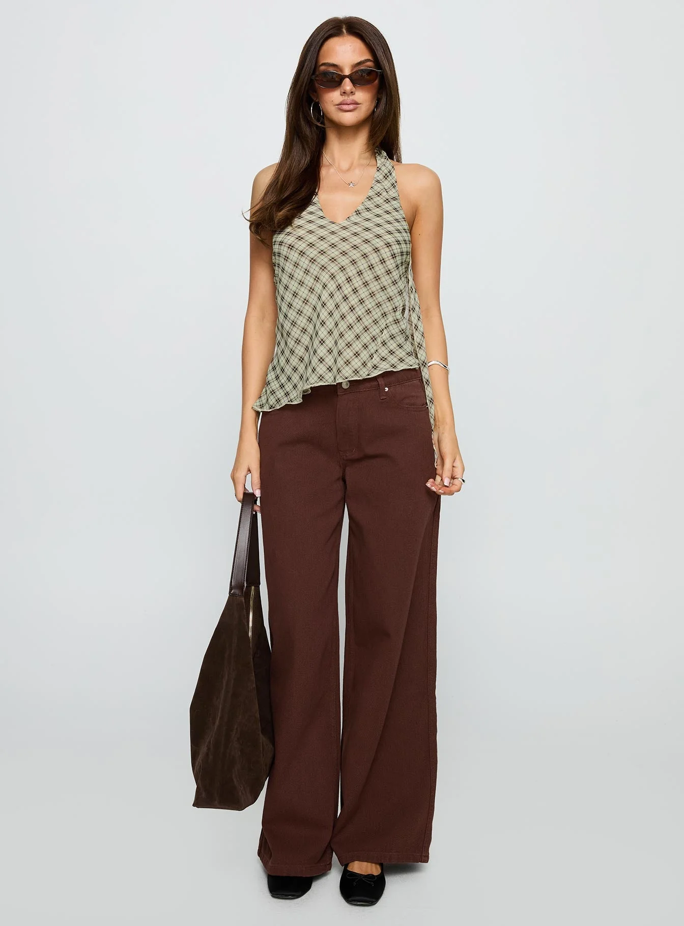 Ramos Low Rise Wide Leg Jeans Brown - Image 7