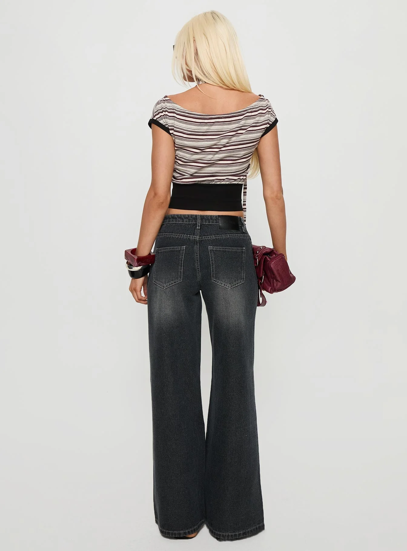 Ramos Low Rise Wide Leg Jeans Dark Grey Wash - Image 5
