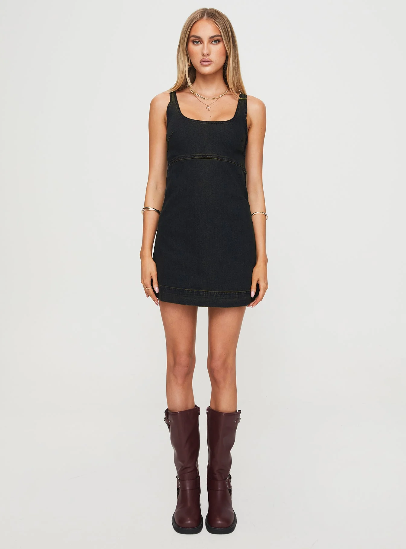 Rautha Denim Mini Dress Black - Image 7