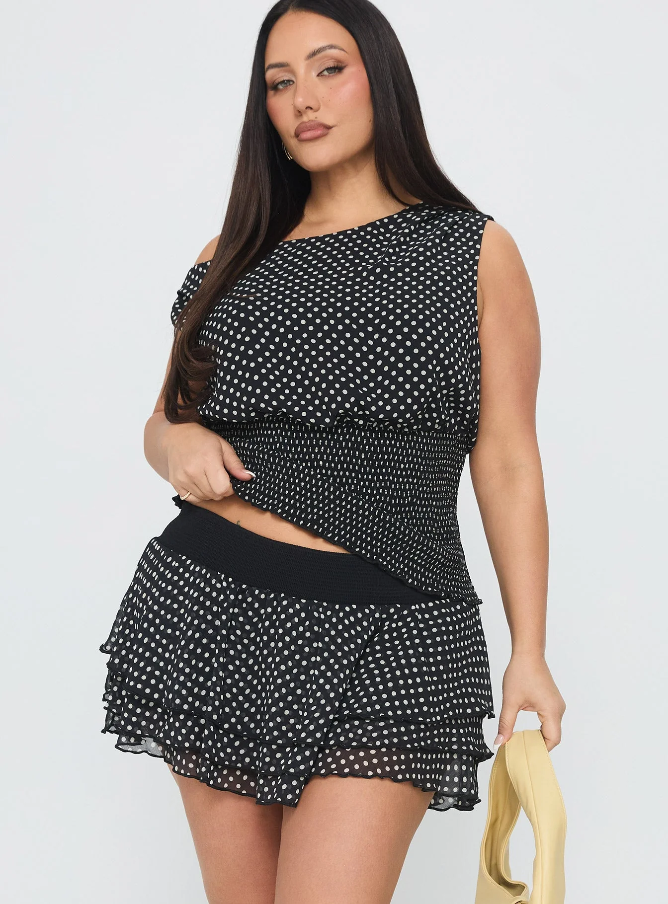 Ready To Party Frill Skort Black Polka Curve - Image 2