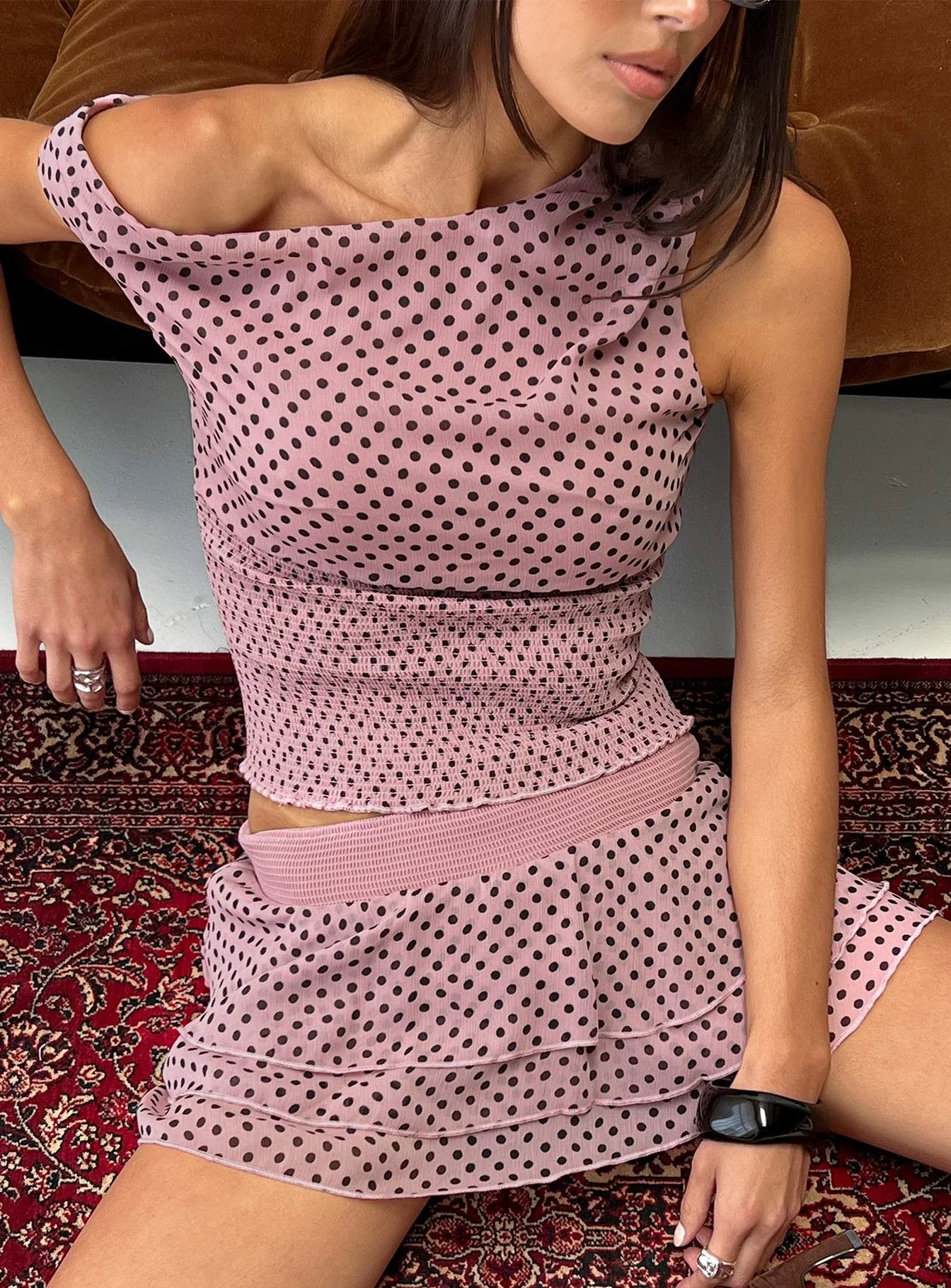 Ready To Party Frill Skort Pink / Black Polka - Image 8